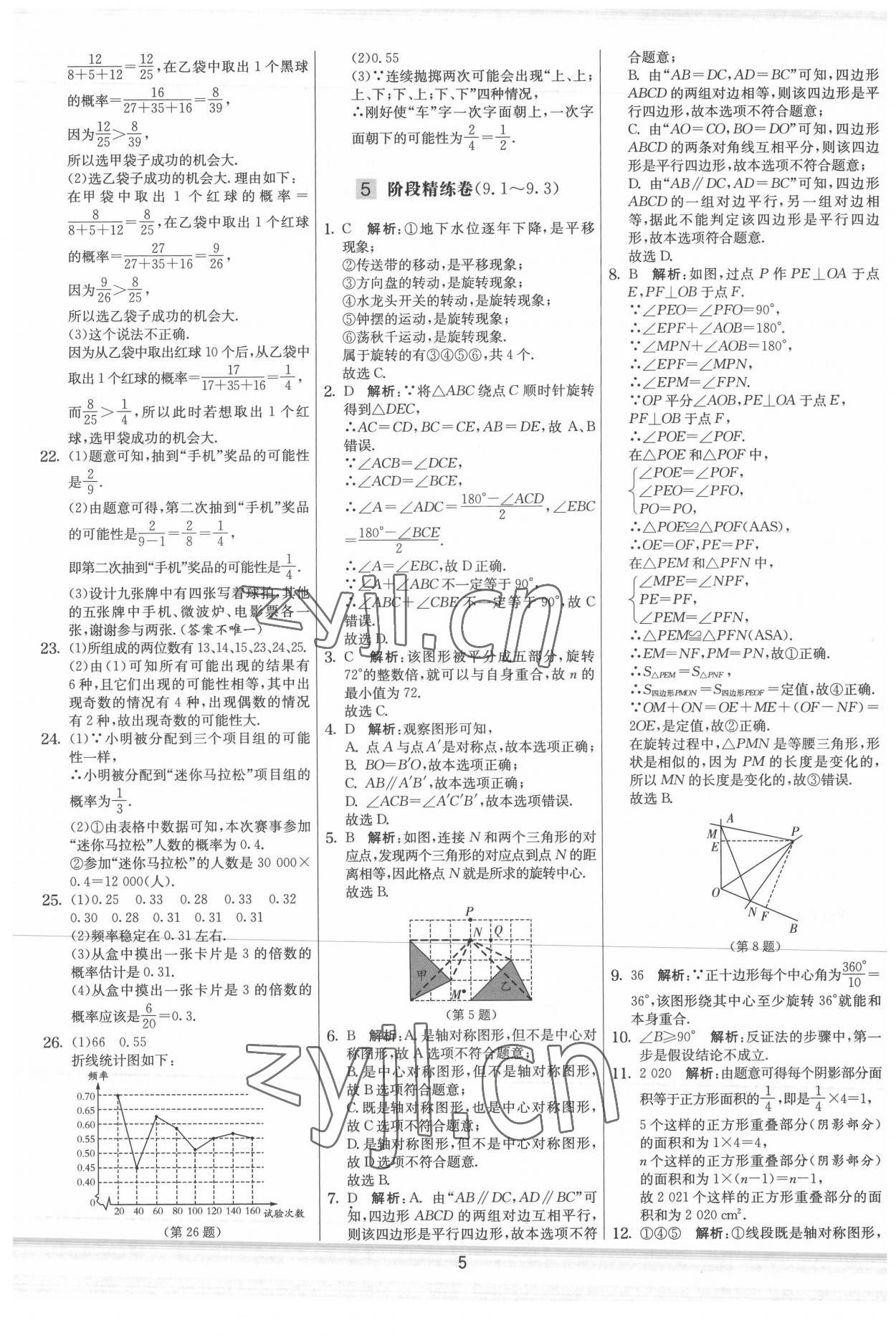 2022年实验班提优大考卷八年级数学下册苏科版 参考答案第5页