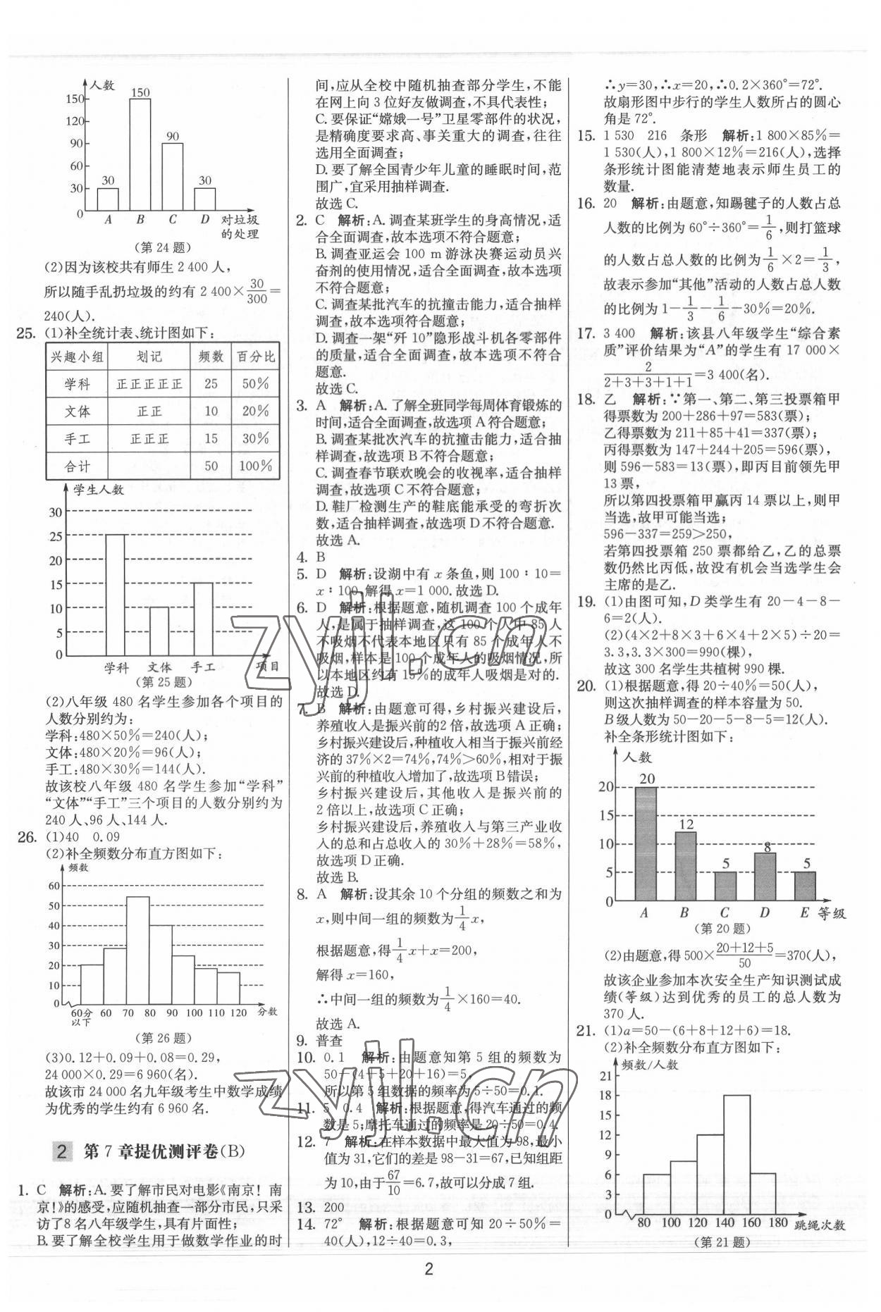 2022年实验班提优大考卷八年级数学下册苏科版 参考答案第2页