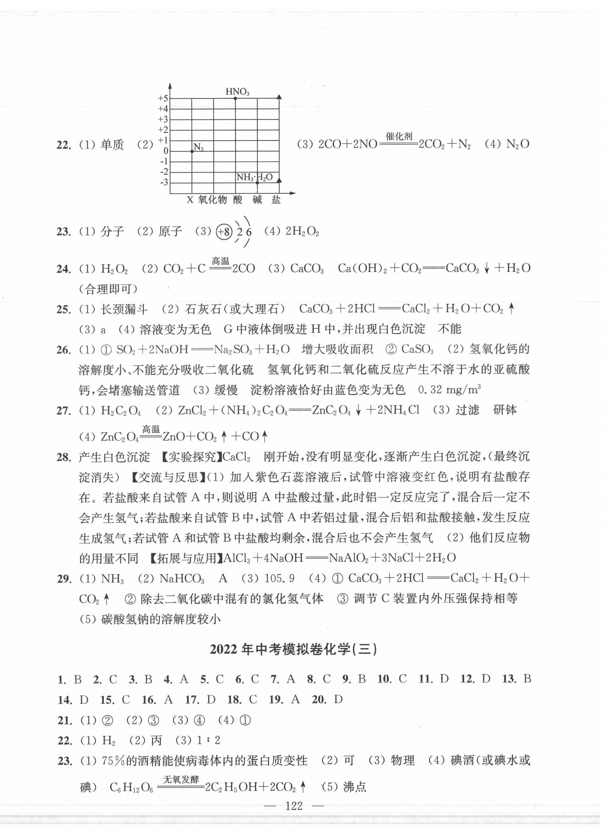 2022年鼎尖傳媒中考沖刺卷模擬卷化學(xué)滬教版常州專版 參考答案第2頁