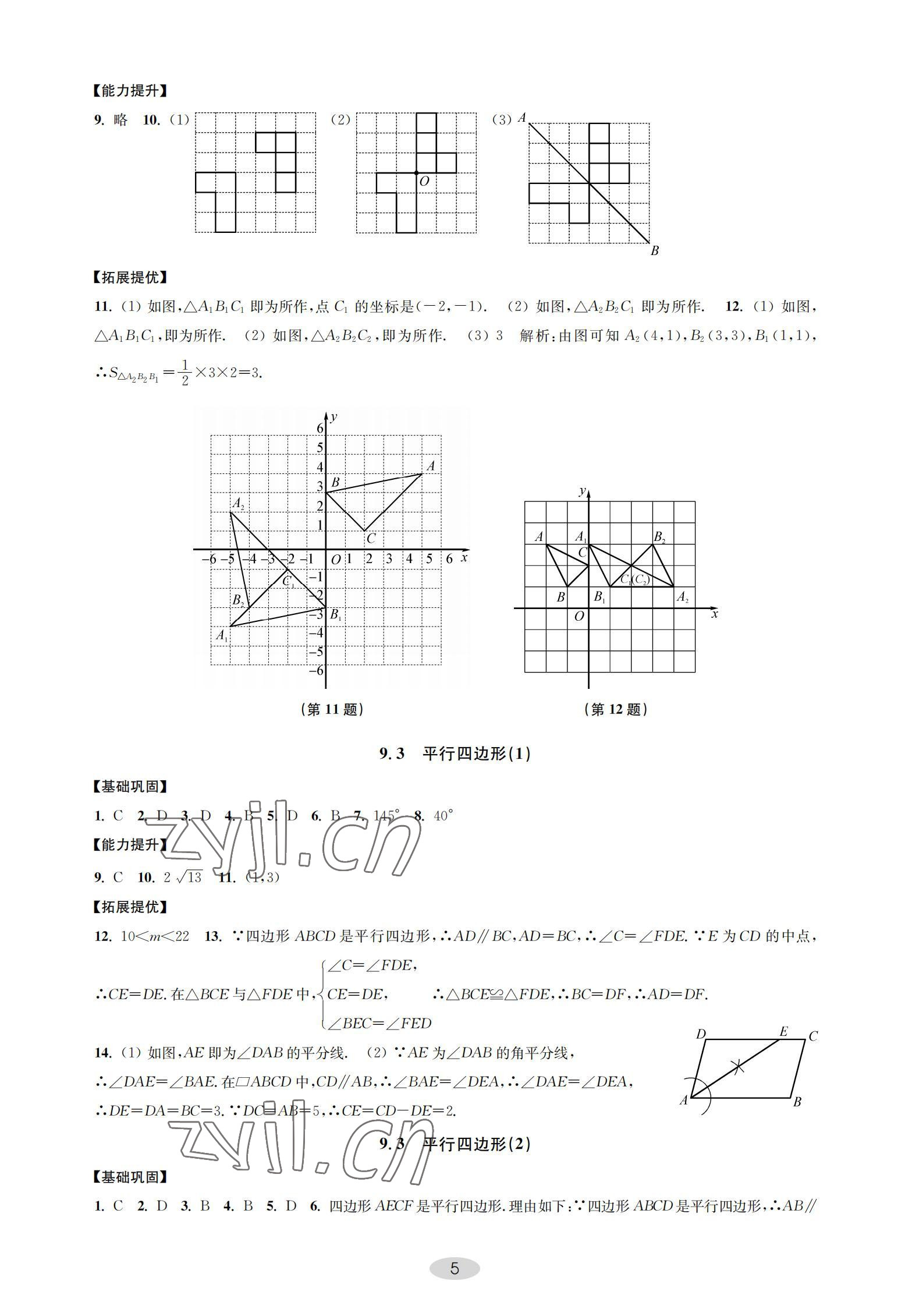 2022年關鍵能力進階八年級數學下冊蘇科版 參考答案第5頁