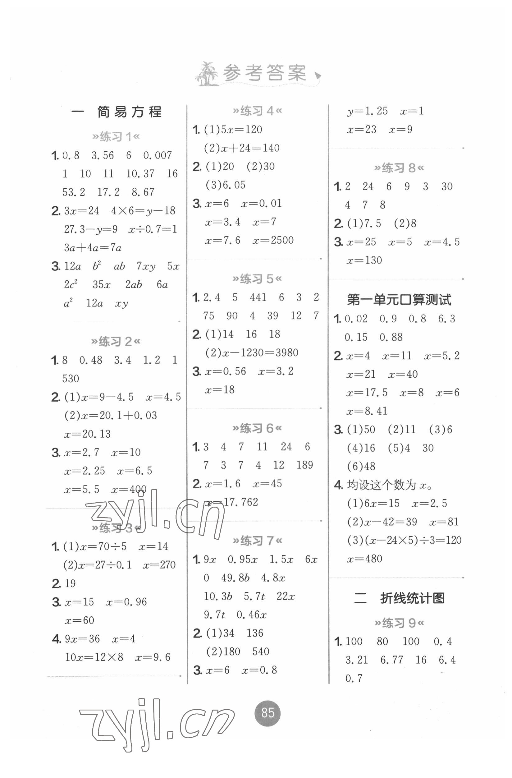 2022年口算心算速算天天练五年级数学下册苏教版 第1页