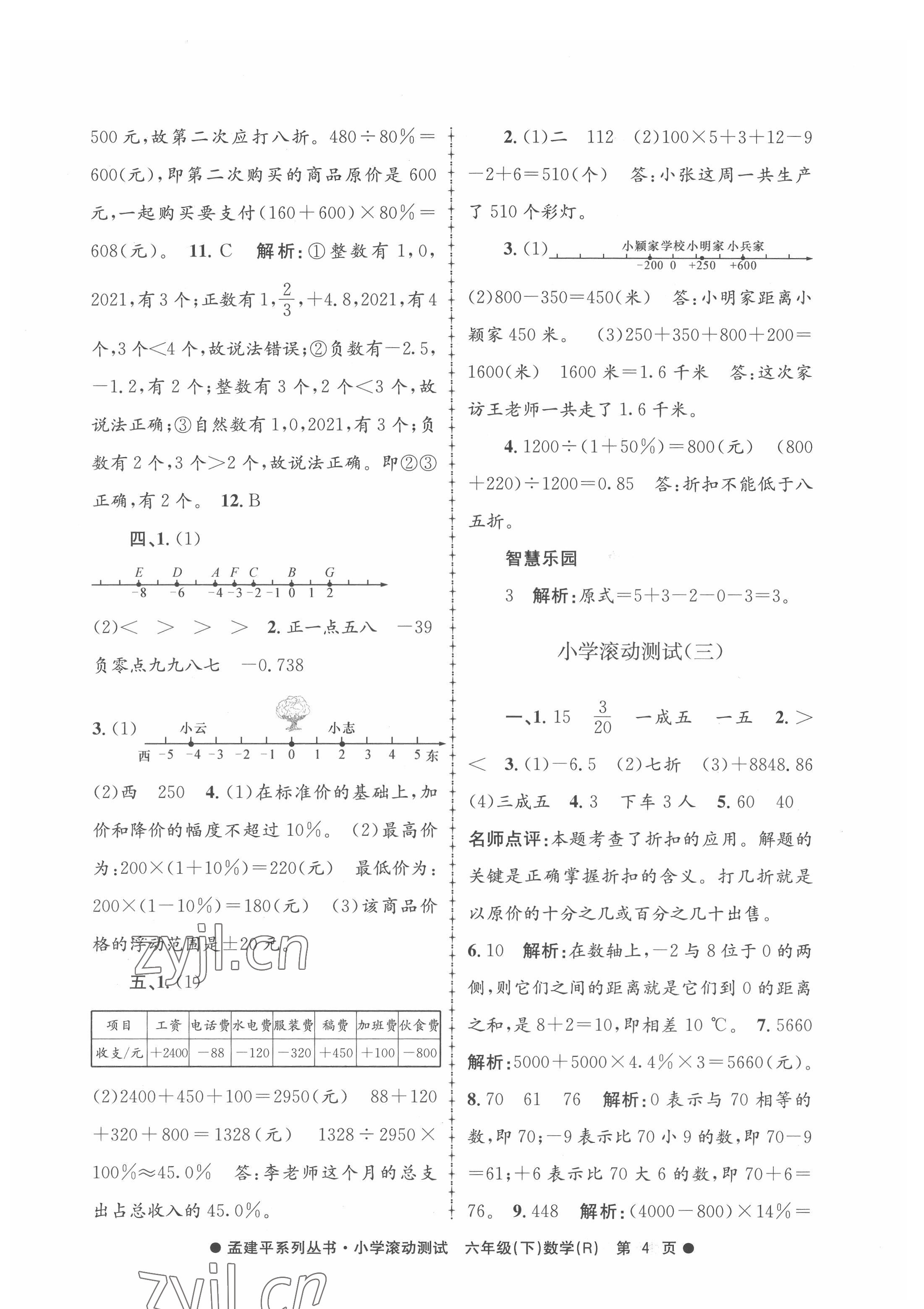 2022年孟建平小學滾動測試六年級數(shù)學下冊人教版 第4頁