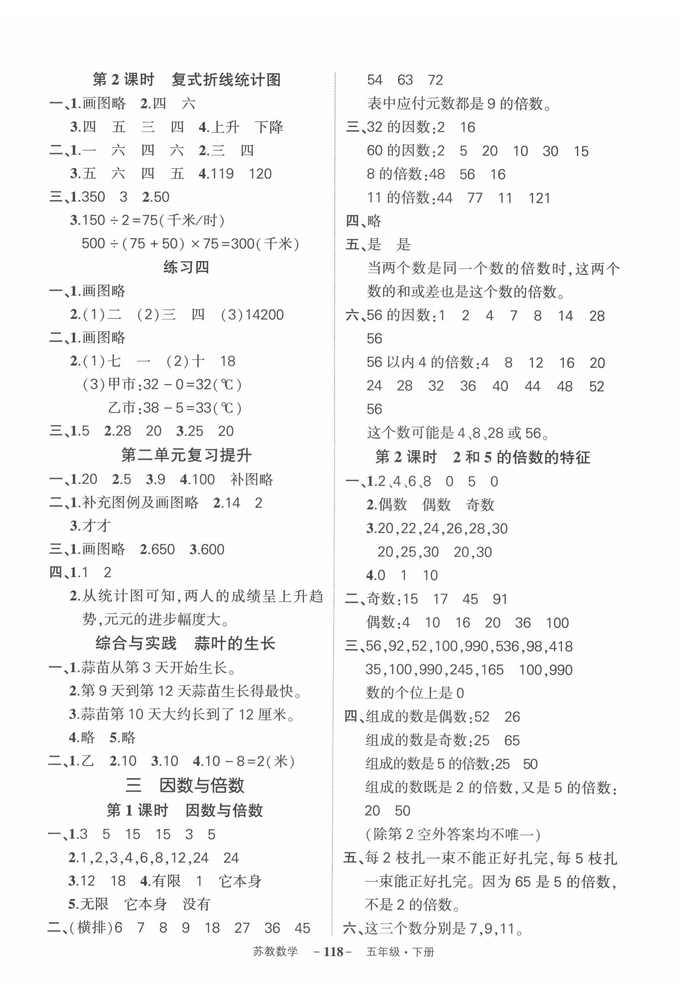 2022年状元成才路创优作业100分五年级数学下册苏教版 参考答案第4页