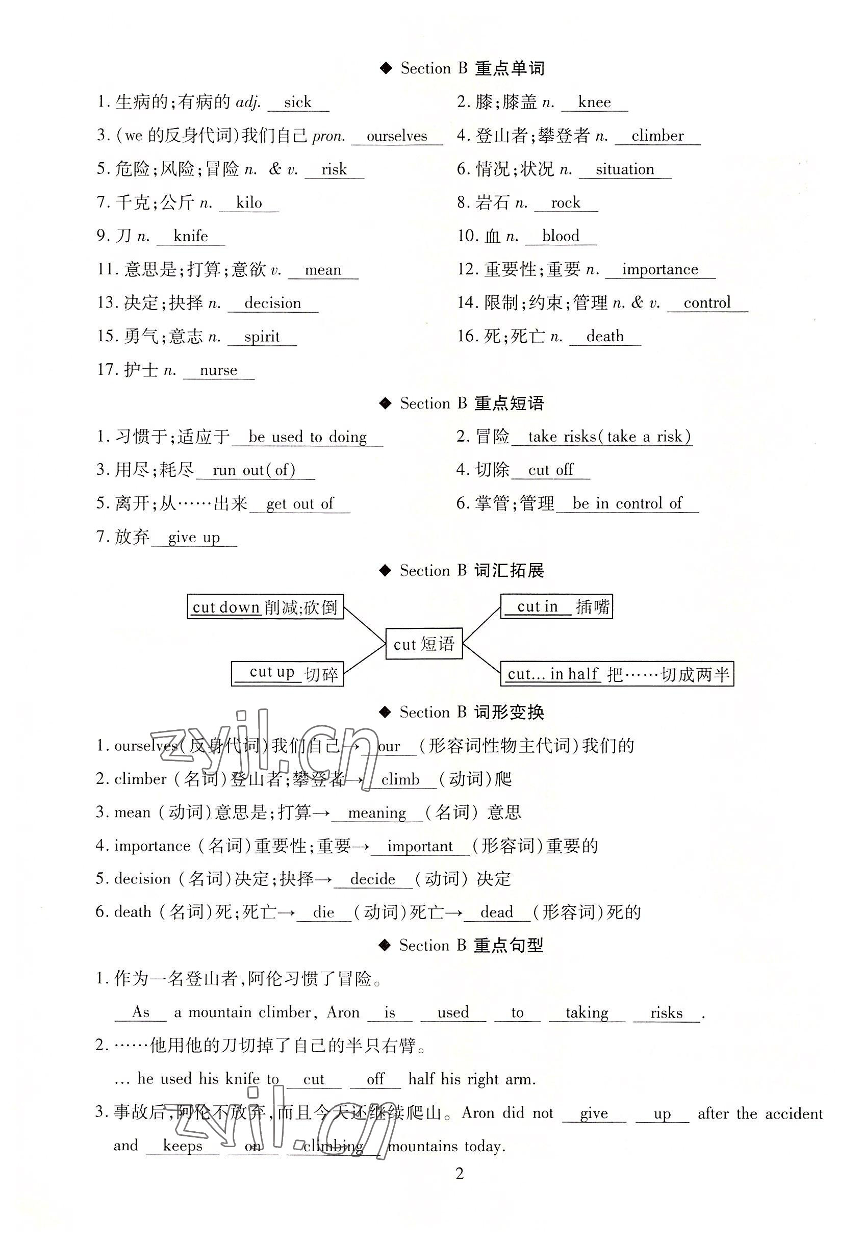 2022年我的作業(yè)八年級(jí)英語(yǔ)下冊(cè)人教版 參考答案第2頁(yè)