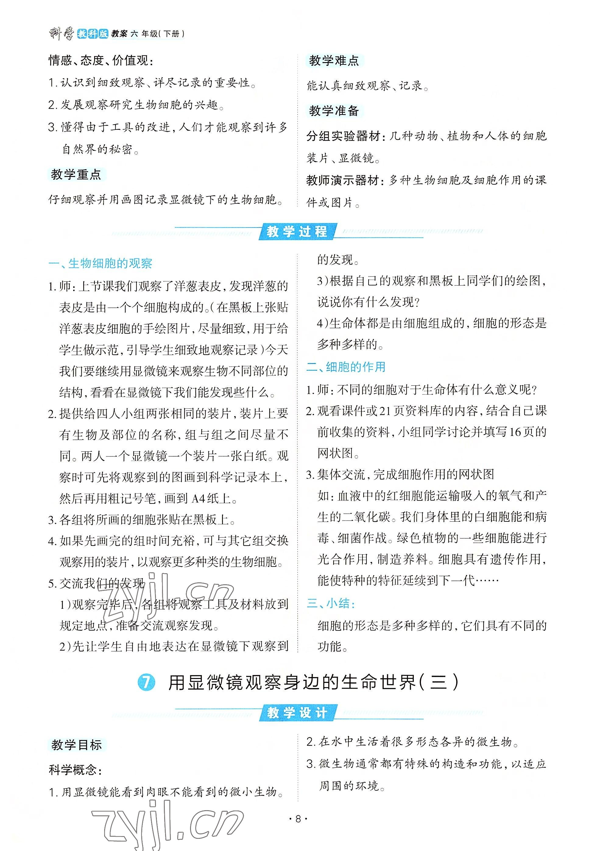 2022年名師小狀元課時(shí)作業(yè)本六年級(jí)科學(xué)下冊(cè)教科版 參考答案第8頁(yè)