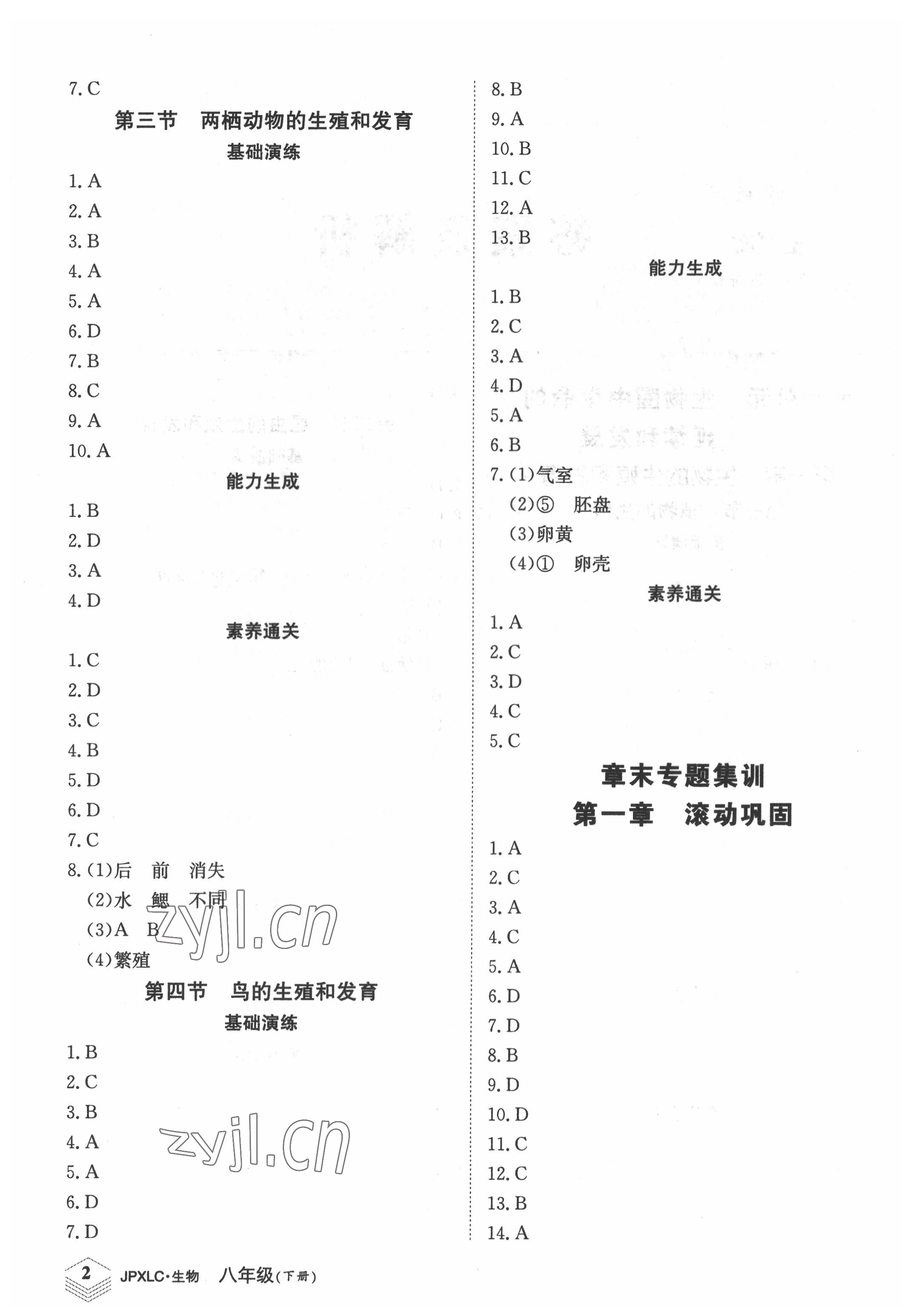 2022年金牌學練測八年級生物下冊人教版 第2頁