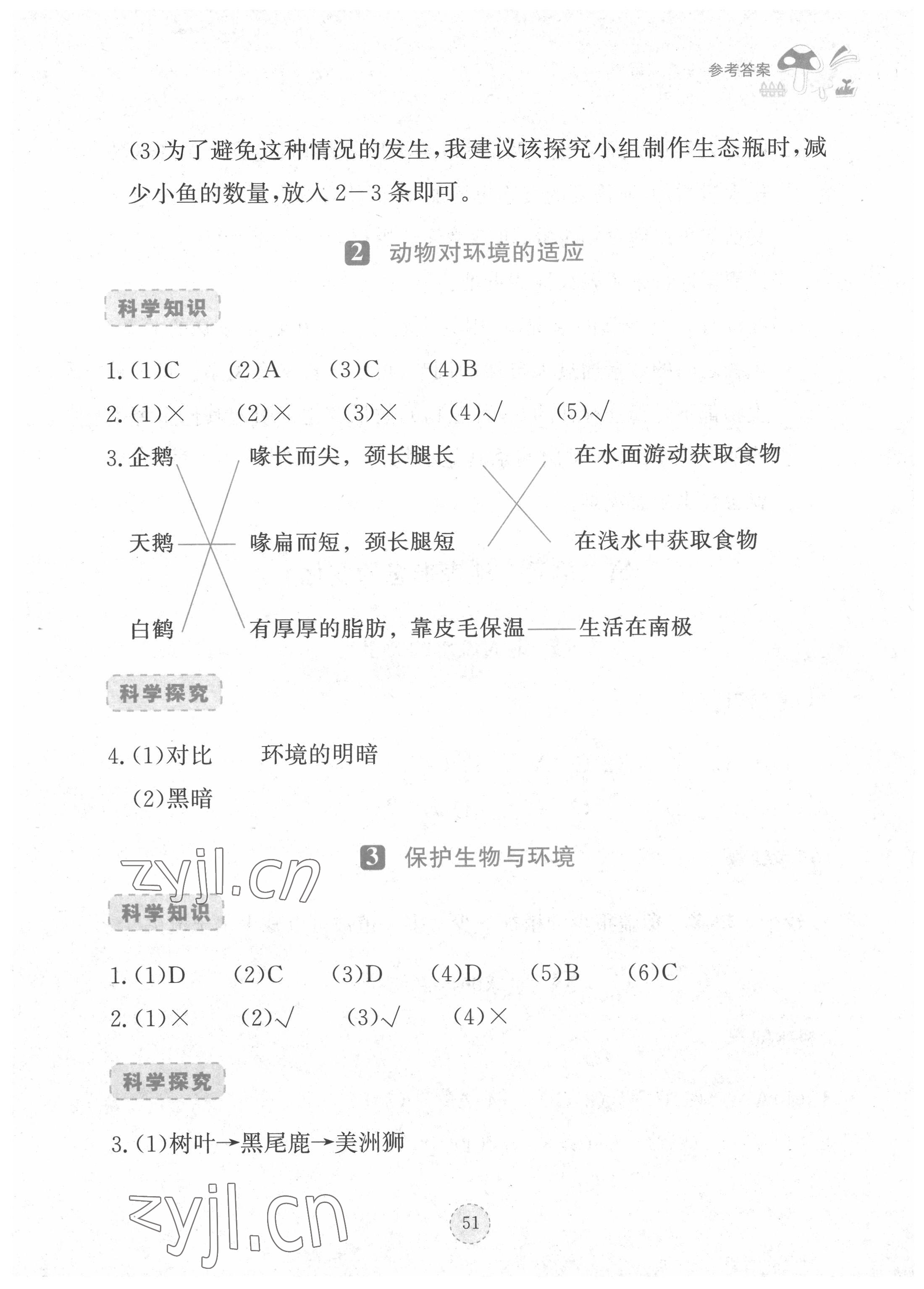 2022年科學(xué)同步練習(xí)冊(cè)湖北教育出版社六年級(jí)下冊(cè)鄂教版 參考答案第2頁(yè)