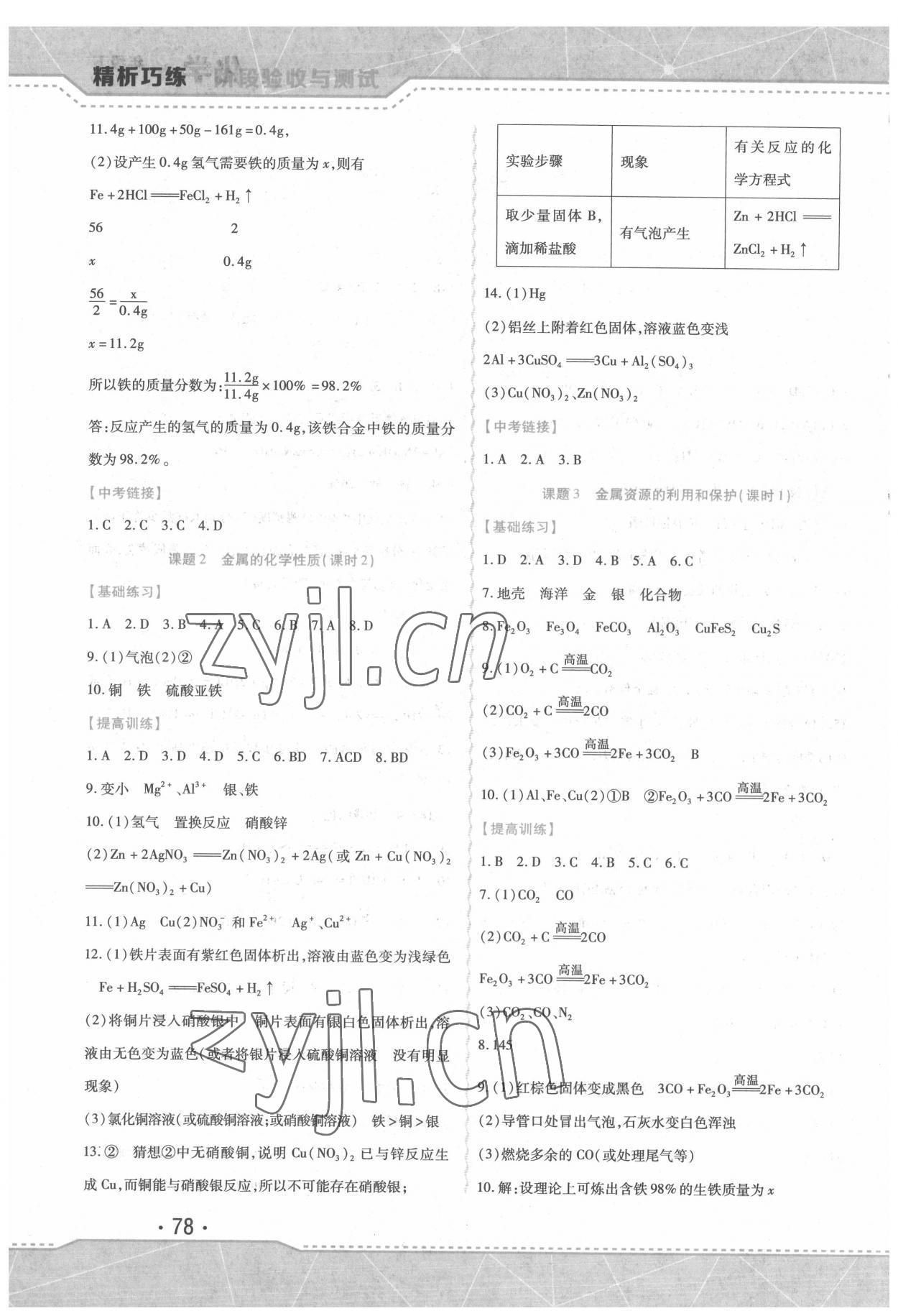 2022年精析巧练九年级化学下册人教版 第2页