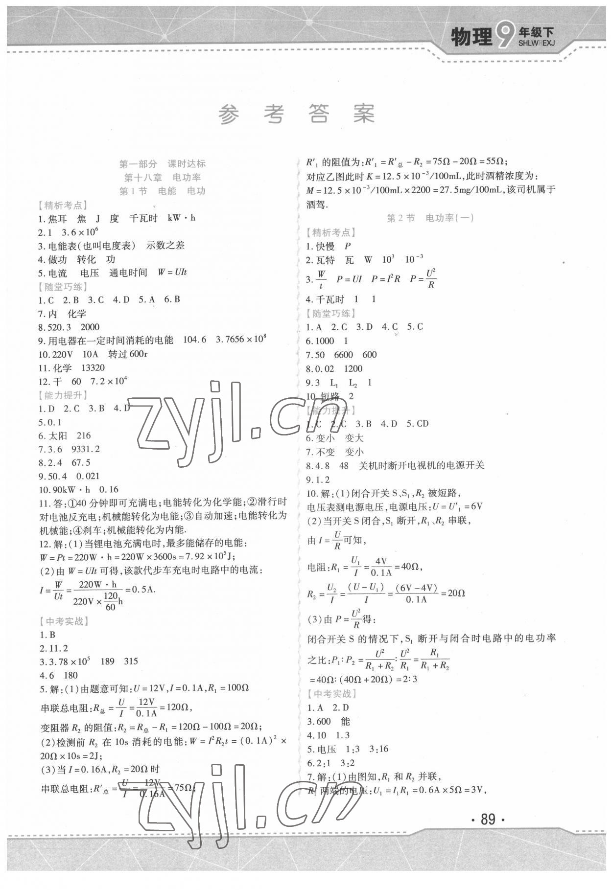 2022年精析巧练九年级物理下册人教版 第1页