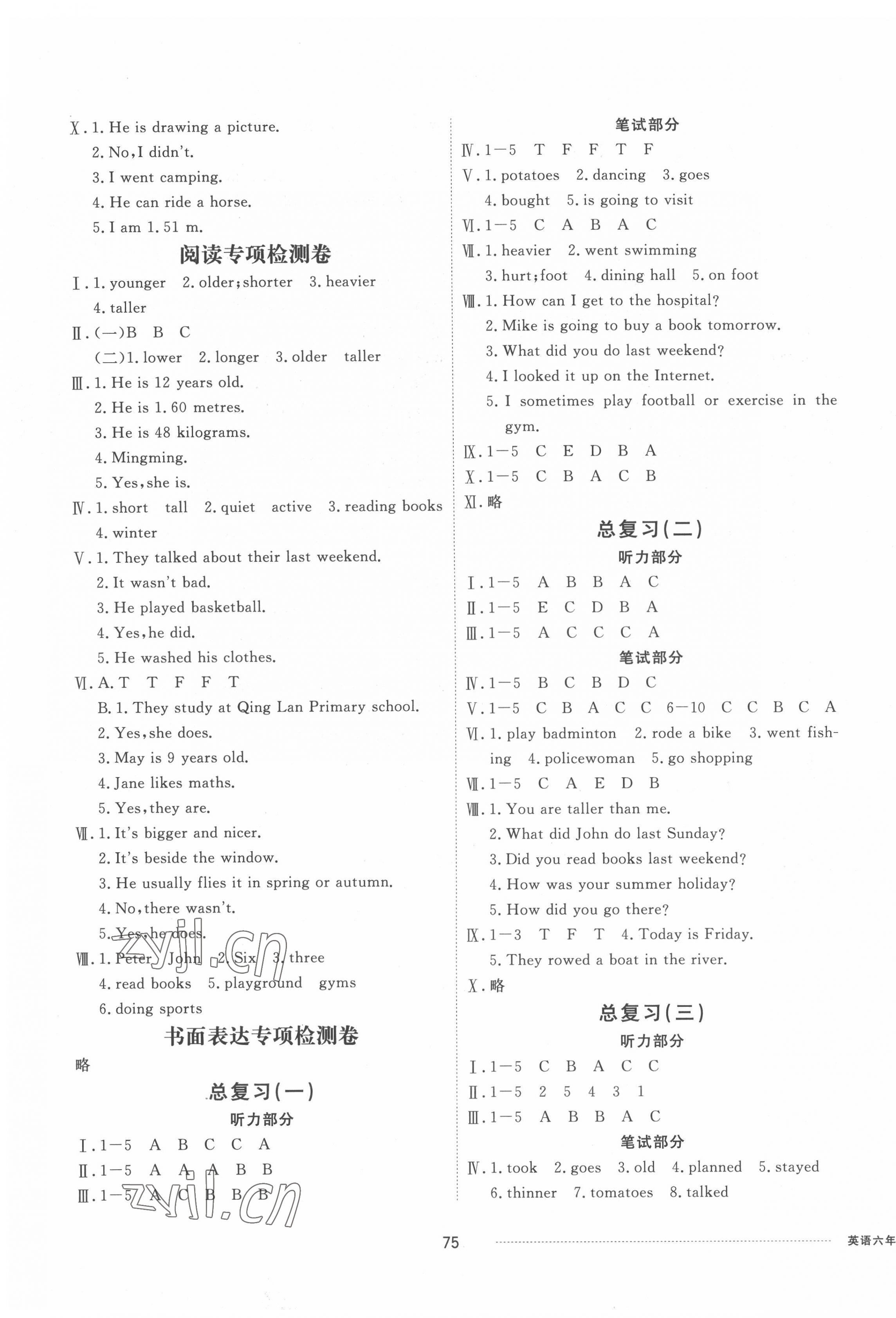 2022年同步練習(xí)冊配套單元檢測卷六年級英語下冊人教版 第3頁