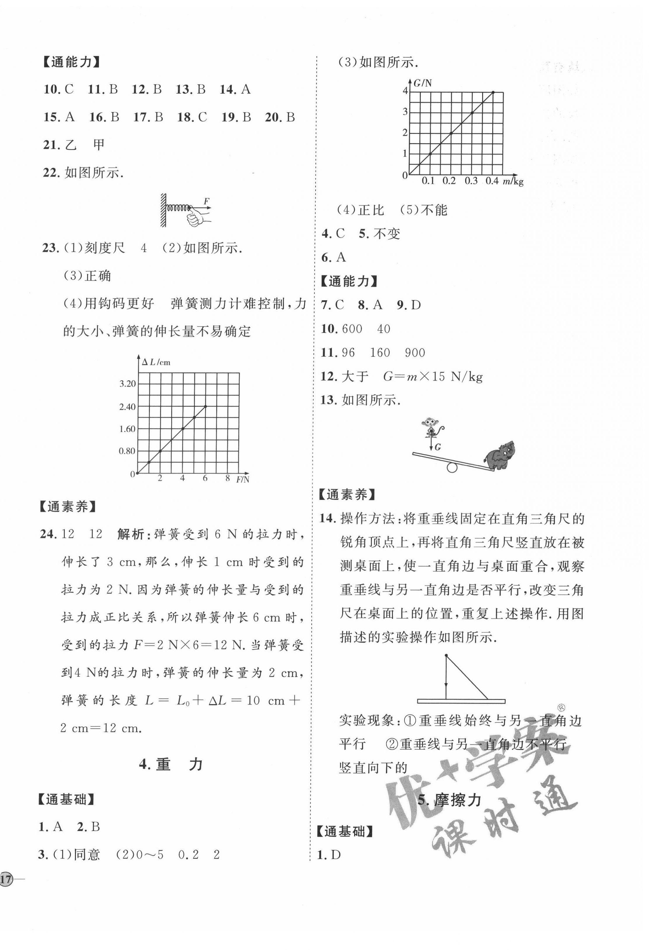 2022年优加学案课时通八年级物理下册教科版 参考答案第2页