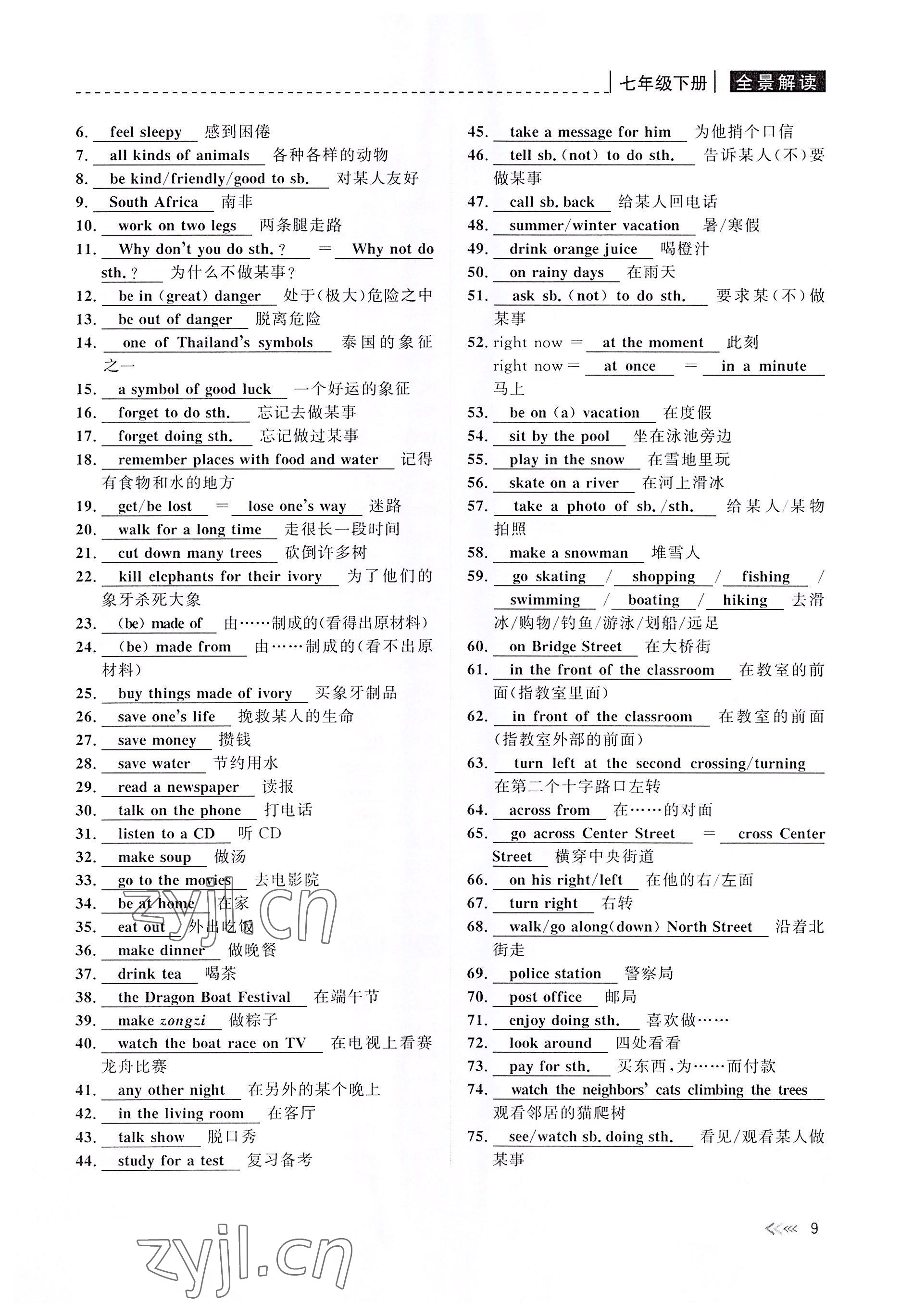 2022年中考復(fù)習(xí)全景解讀英語人教版 參考答案第9頁