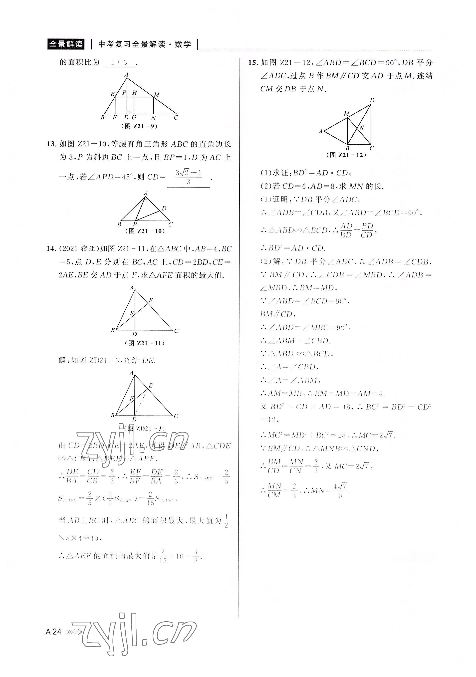 2022年中考復(fù)習(xí)全景解讀數(shù)學(xué)浙教版 參考答案第23頁