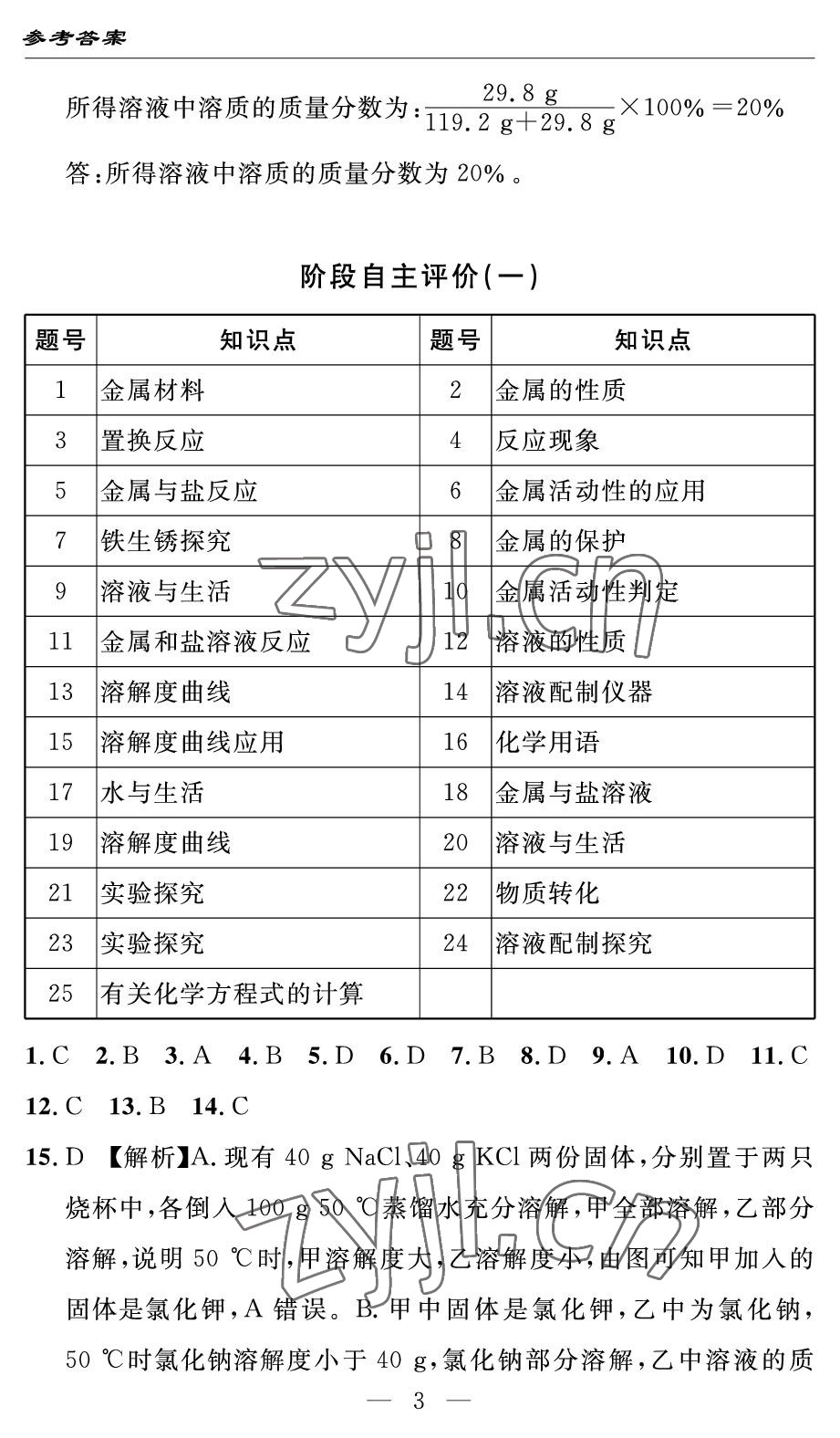 2022年智慧課堂自主評(píng)價(jià)九年級(jí)化學(xué)下冊(cè)人教版 參考答案第3頁(yè)