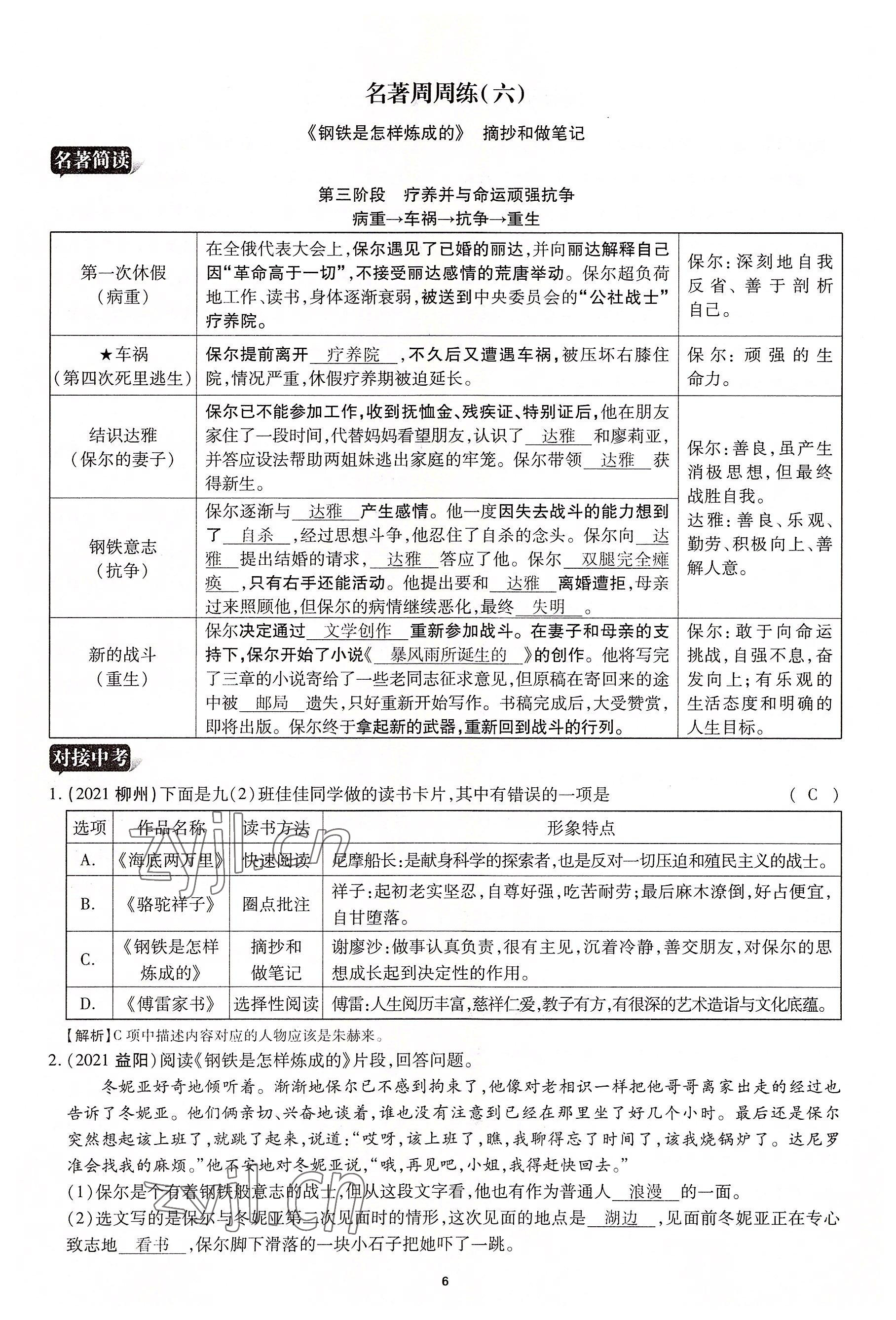 2022年暢行課堂八年級(jí)語(yǔ)文下冊(cè)人教版山西專版 參考答案第6頁(yè)