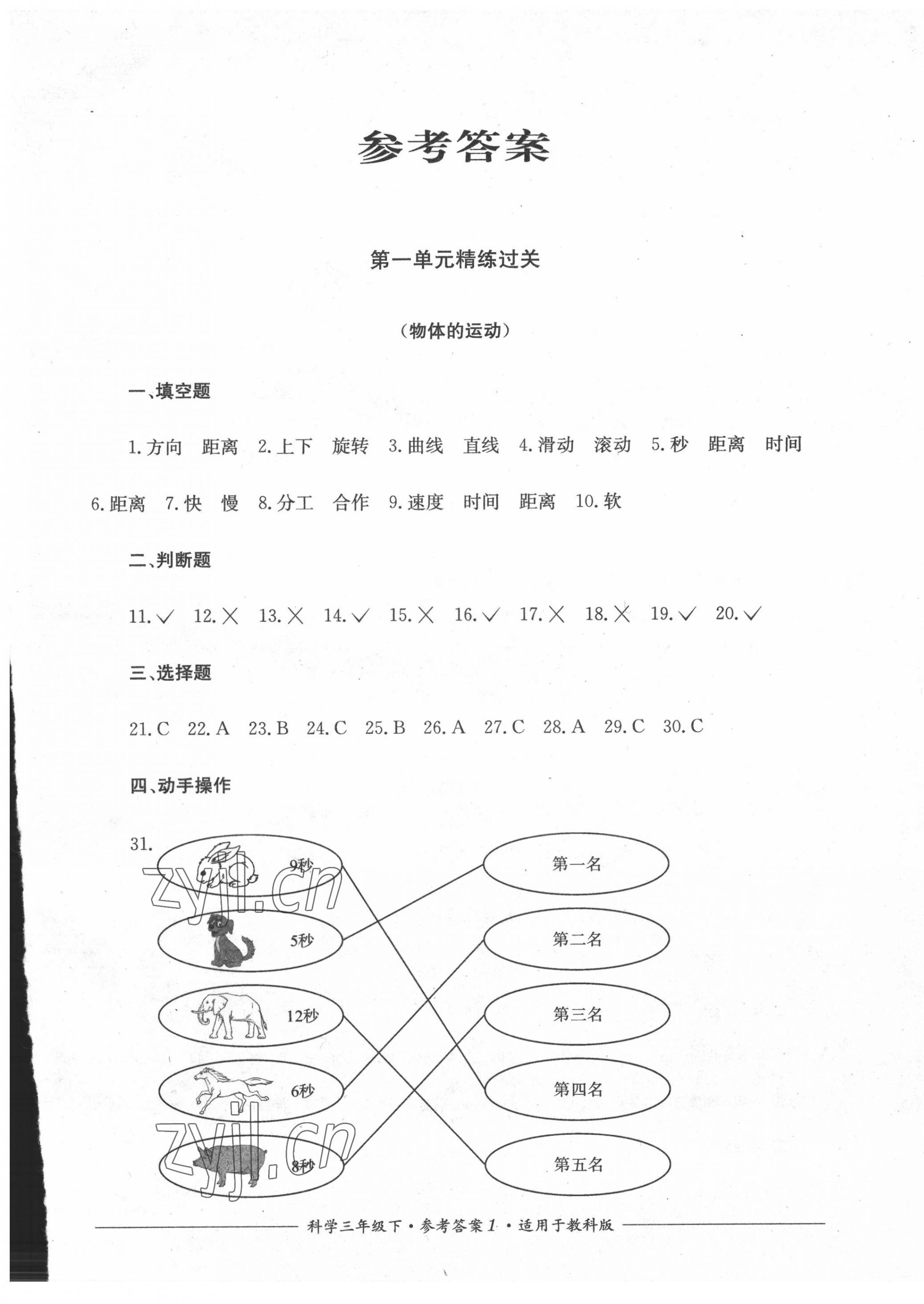 2022年精練過關(guān)四川教育出版社三年級科學(xué)下冊教科版 第1頁