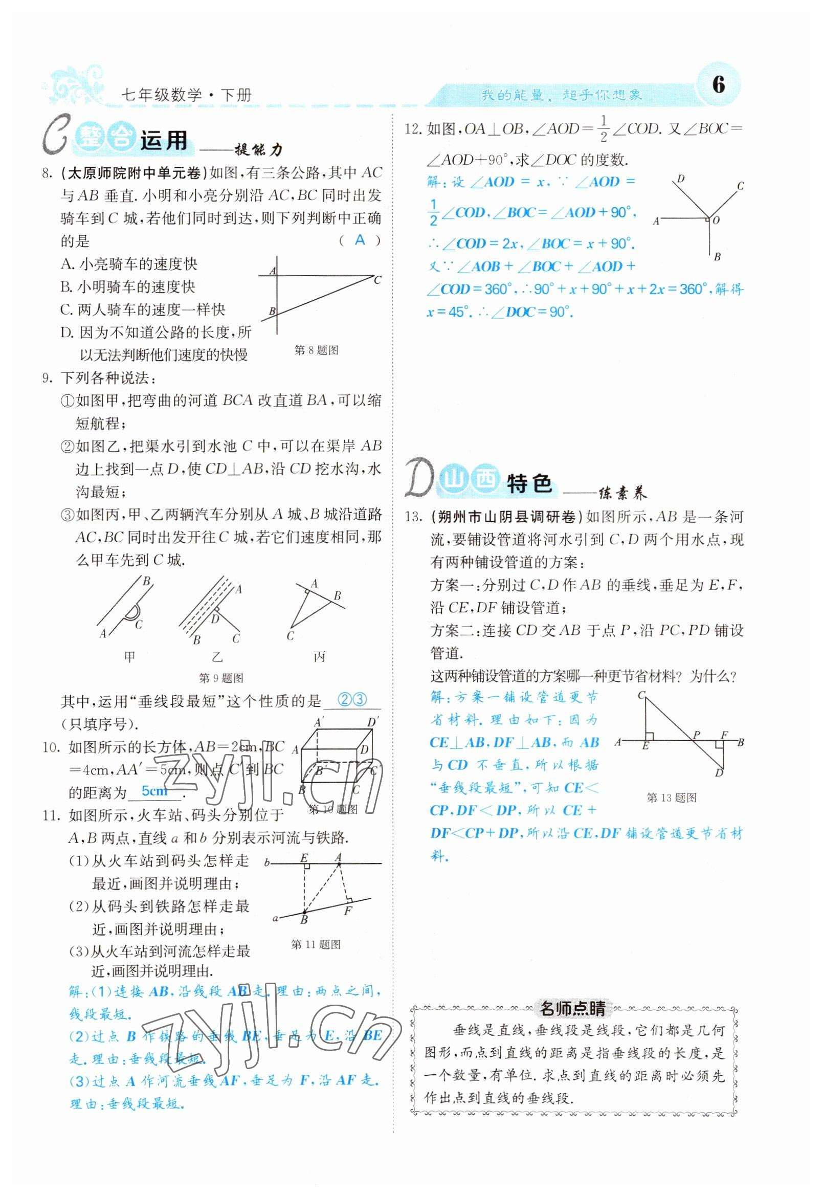 2022年課堂點(diǎn)睛七年級(jí)數(shù)學(xué)下冊(cè)人教版山西專(zhuān)版 參考答案第6頁(yè)