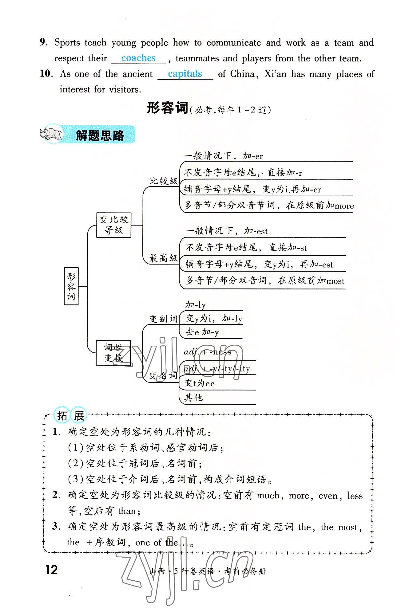 2022年一战成名5行卷英语山西专版&nbsp;参考答案第12页
