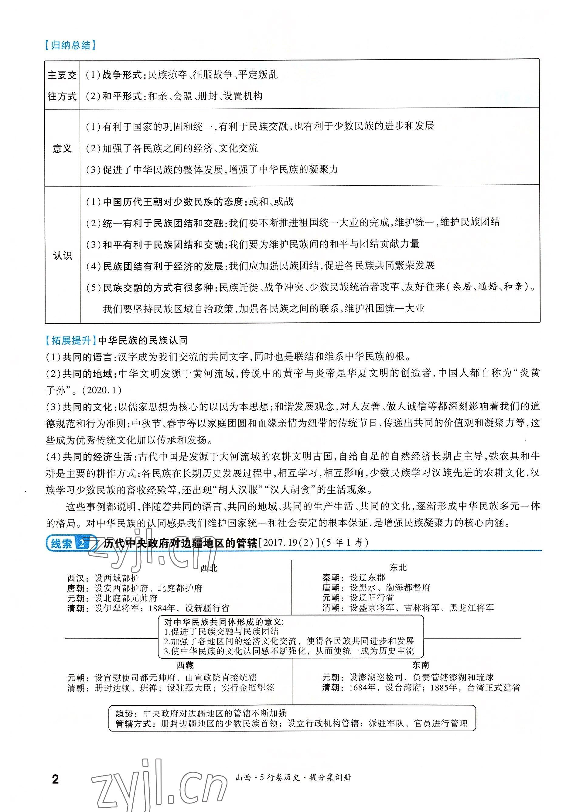 2022年一战成名5行卷历史山西专版&nbsp;参考答案第2页