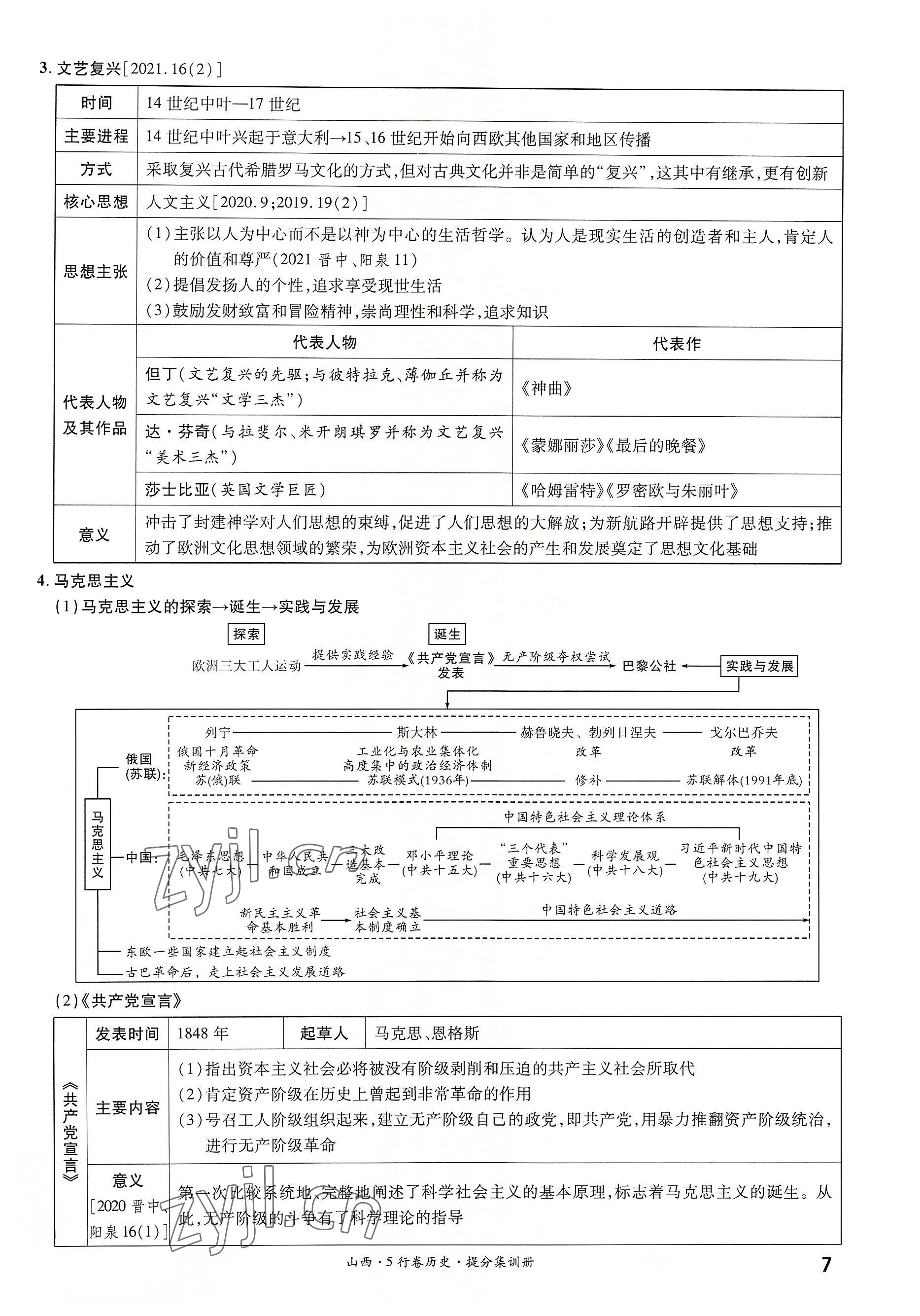 2022年一战成名5行卷历史山西专版&nbsp;参考答案第9页