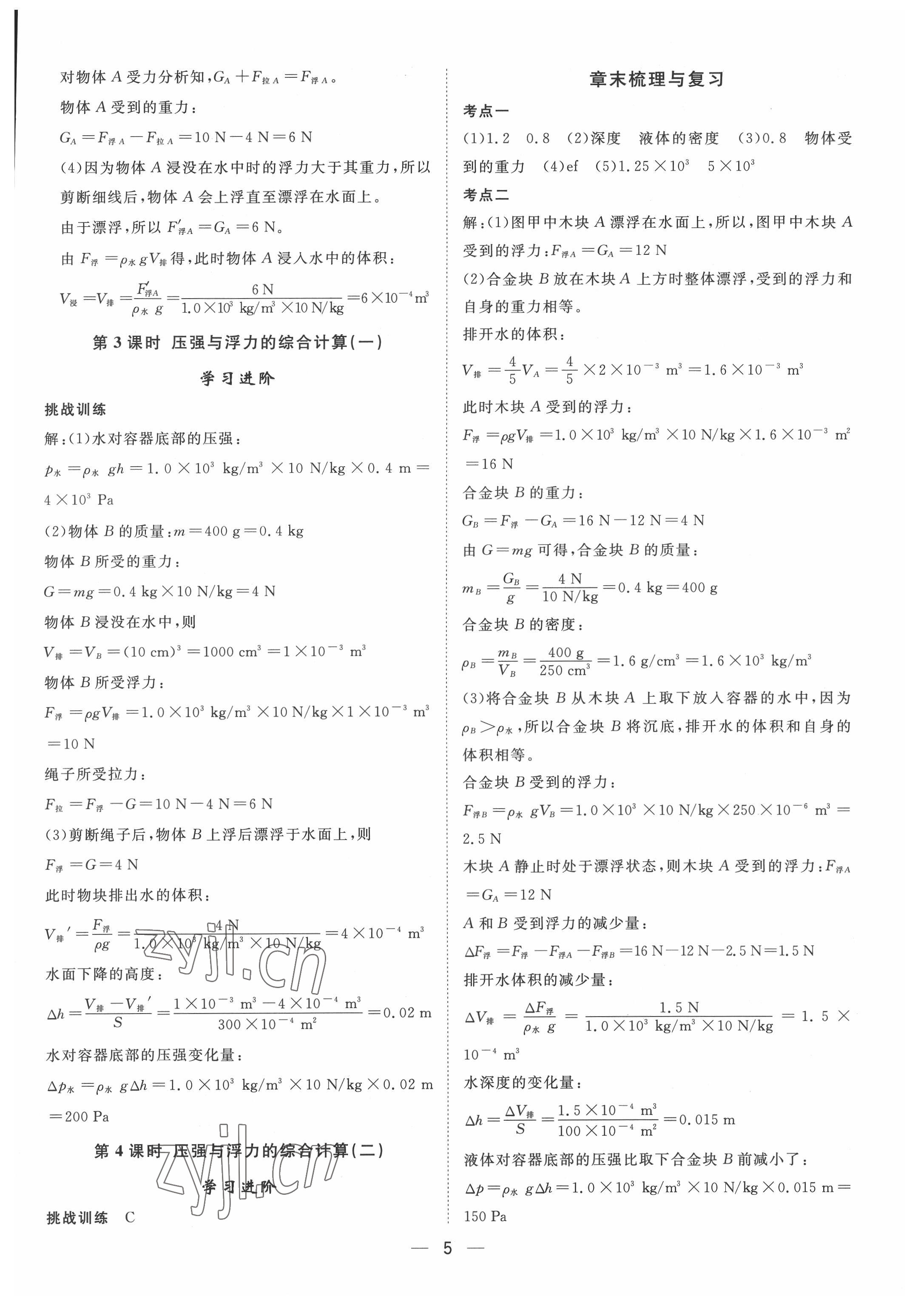 2022年名師課堂八年級物理下冊滬科版 第5頁