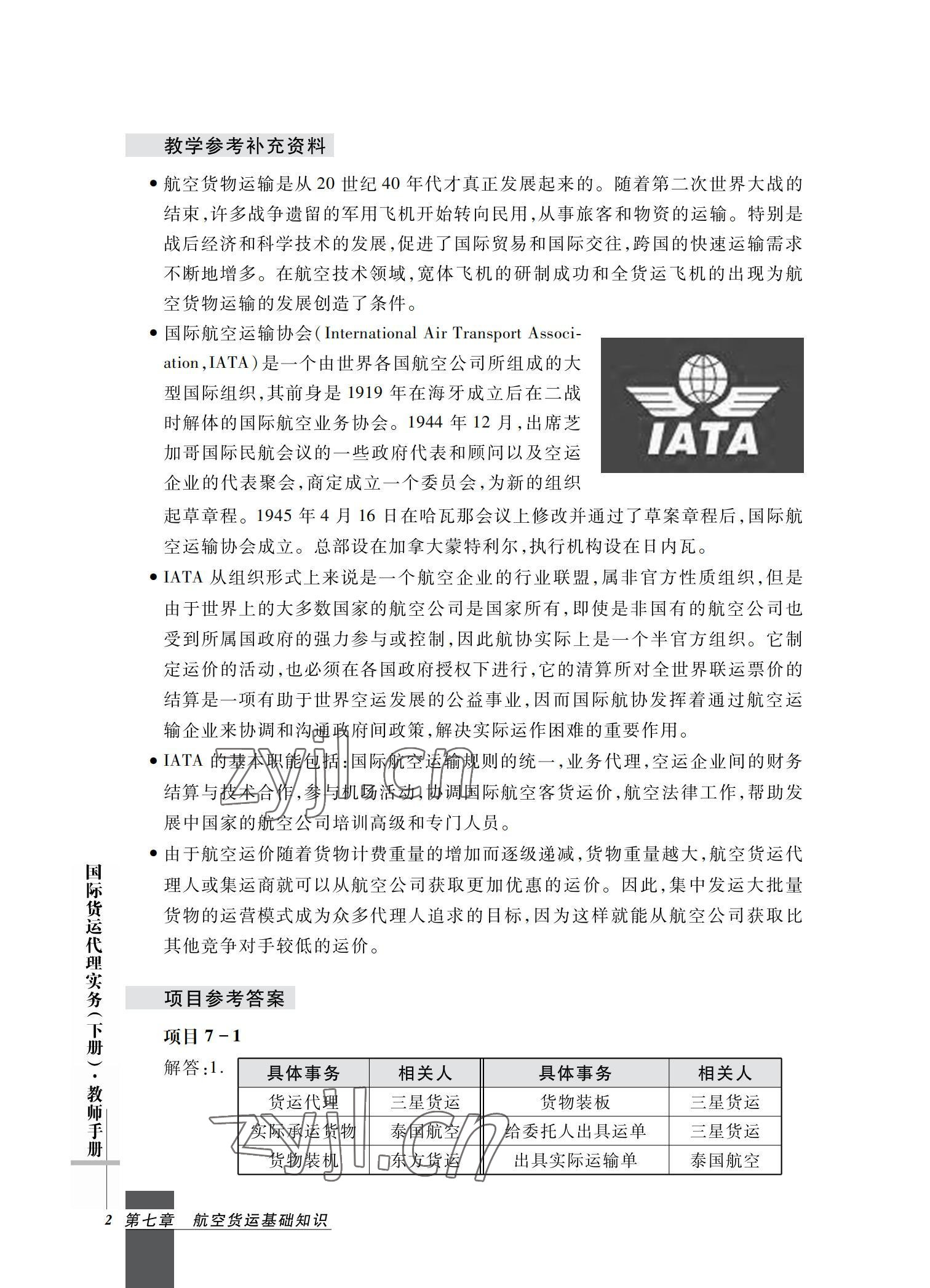 2022年國際貨運代理實務(wù)習題集第二版 參考答案第2頁