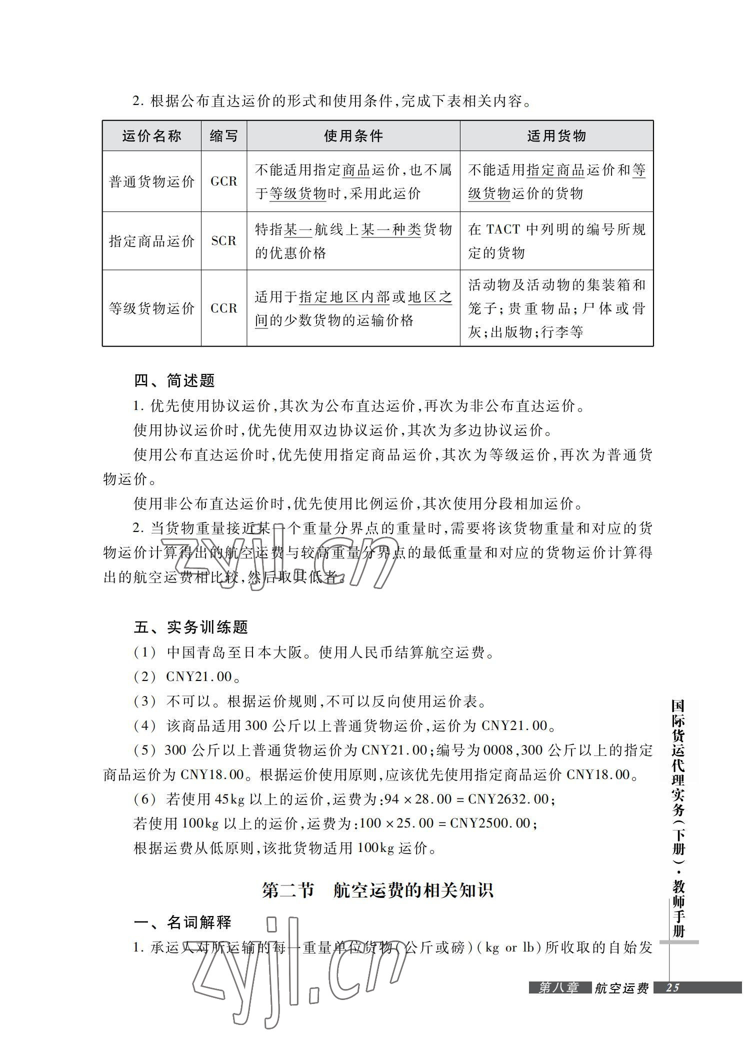 2022年國(guó)際貨運(yùn)代理實(shí)務(wù)習(xí)題集第二版 參考答案第25頁(yè)