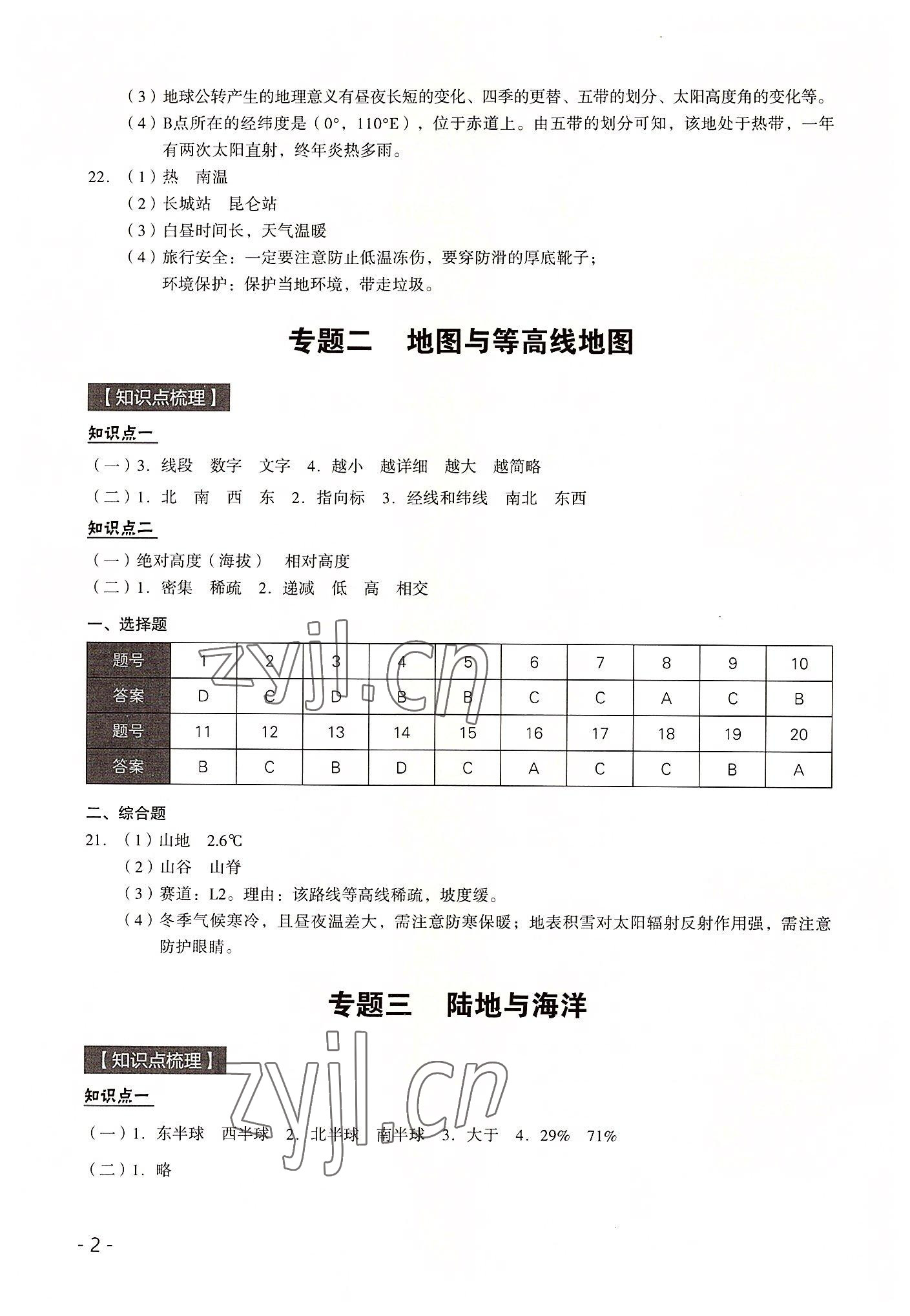 2022年中考高分攻略学与教地理 参考答案第2页