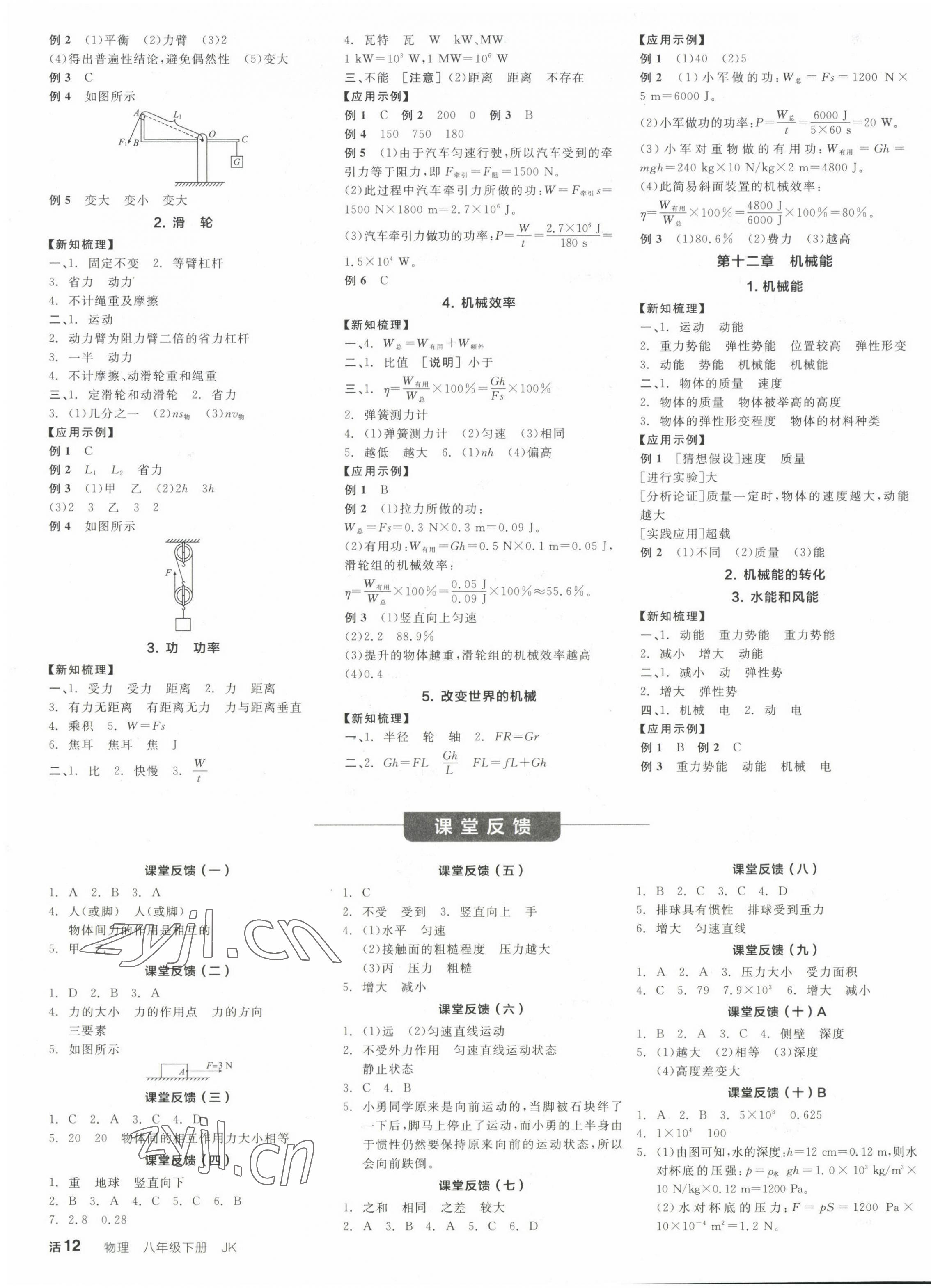 2022年全品学练考八年级物理下册教科版江西专版 第3页