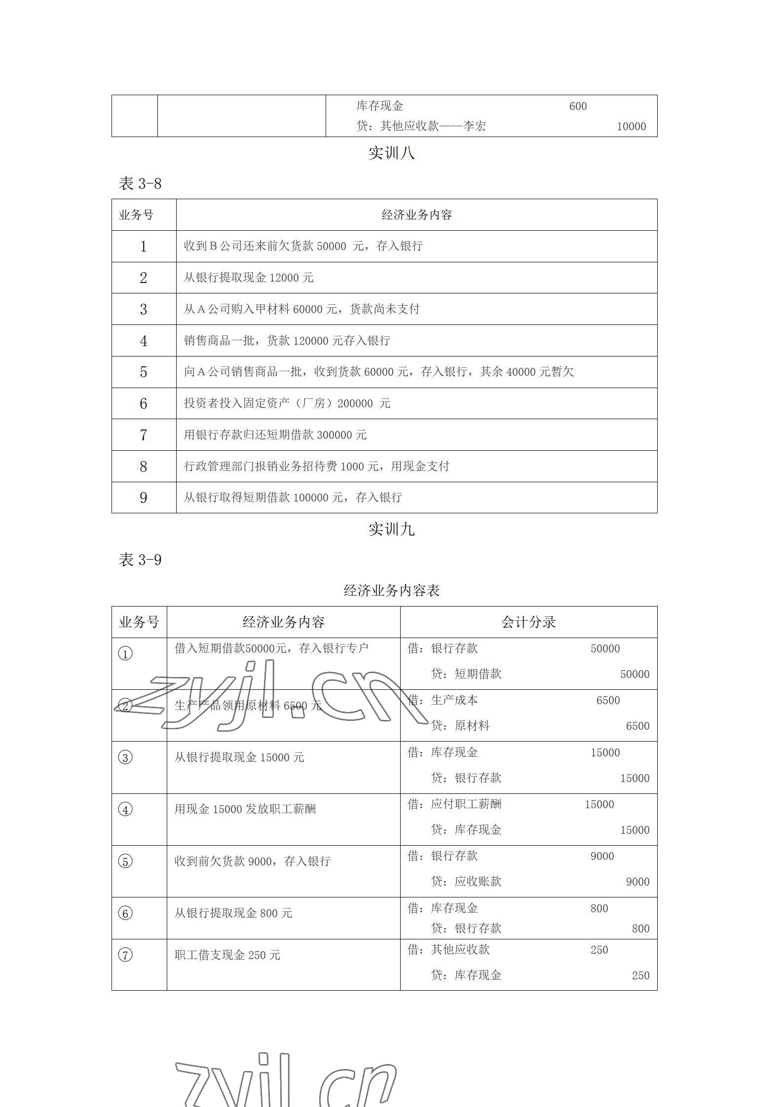 2022年基礎(chǔ)會計習(xí)題集中職第五版 參考答案第11頁