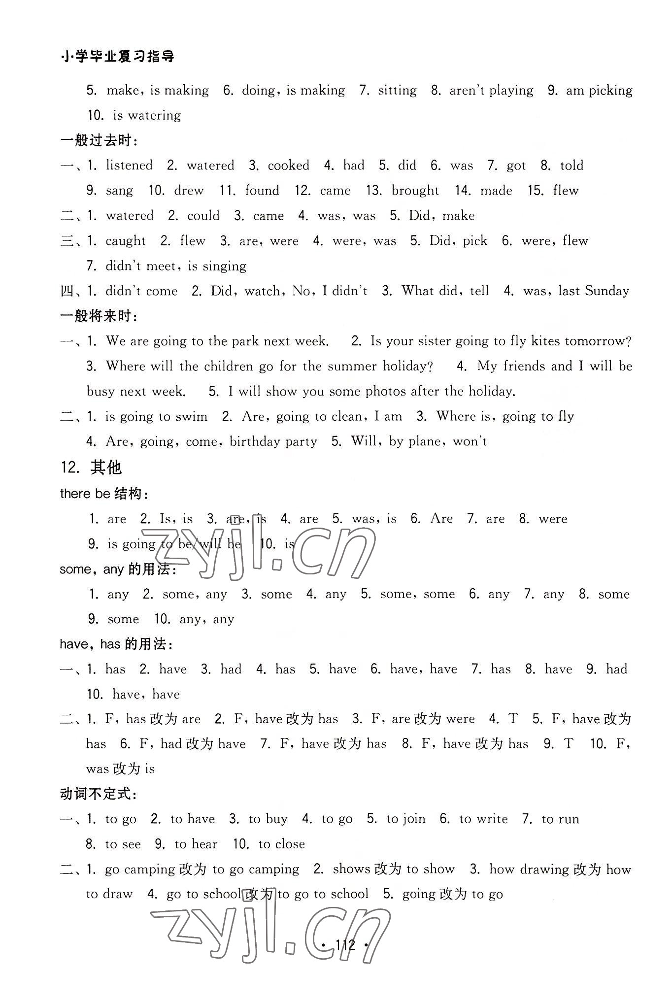 2022年小學(xué)畢業(yè)復(fù)習(xí)指導(dǎo)英語(yǔ)分冊(cè) 參考答案第5頁(yè)