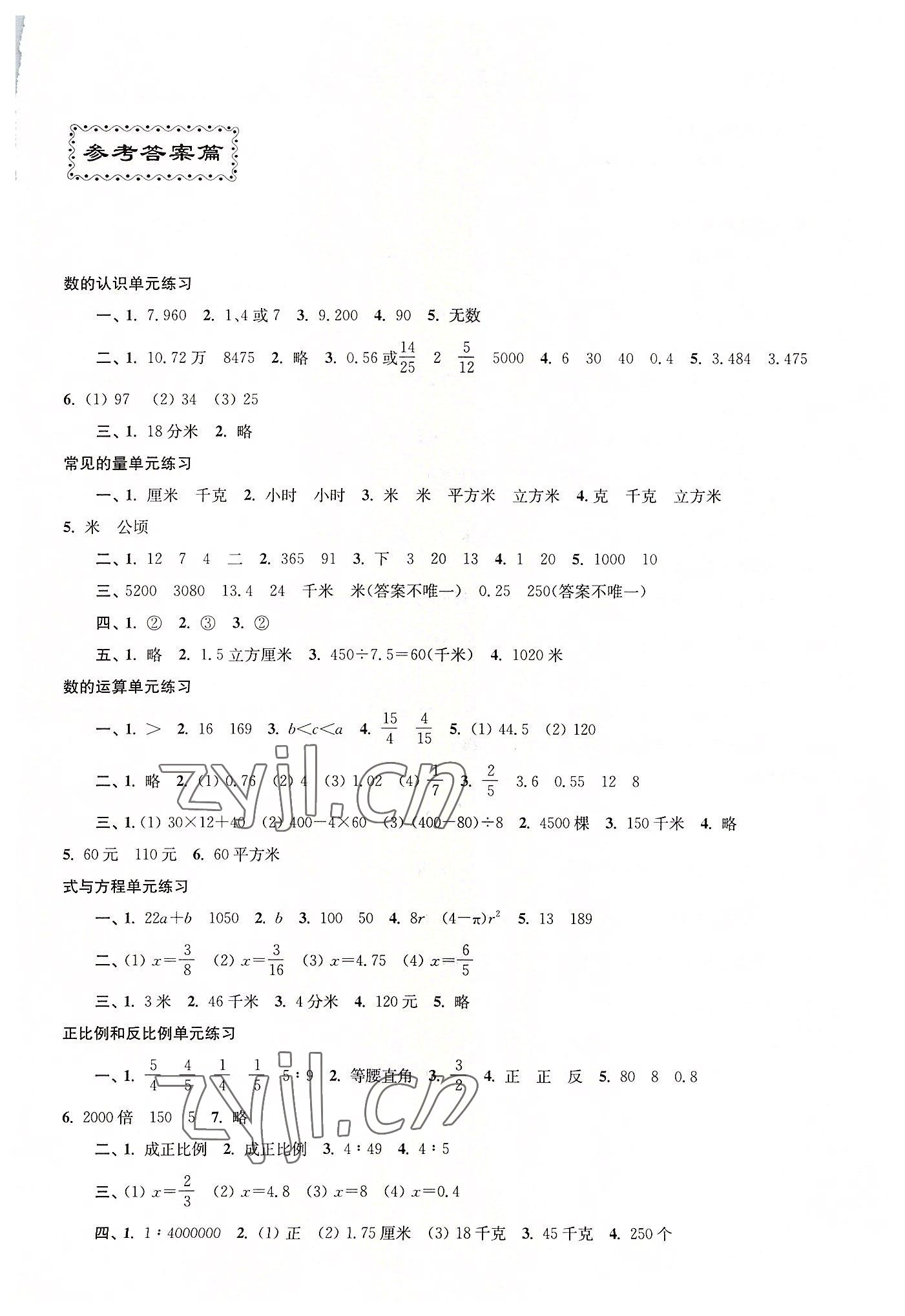 2022年小学毕业复习指导数学分册 第1页