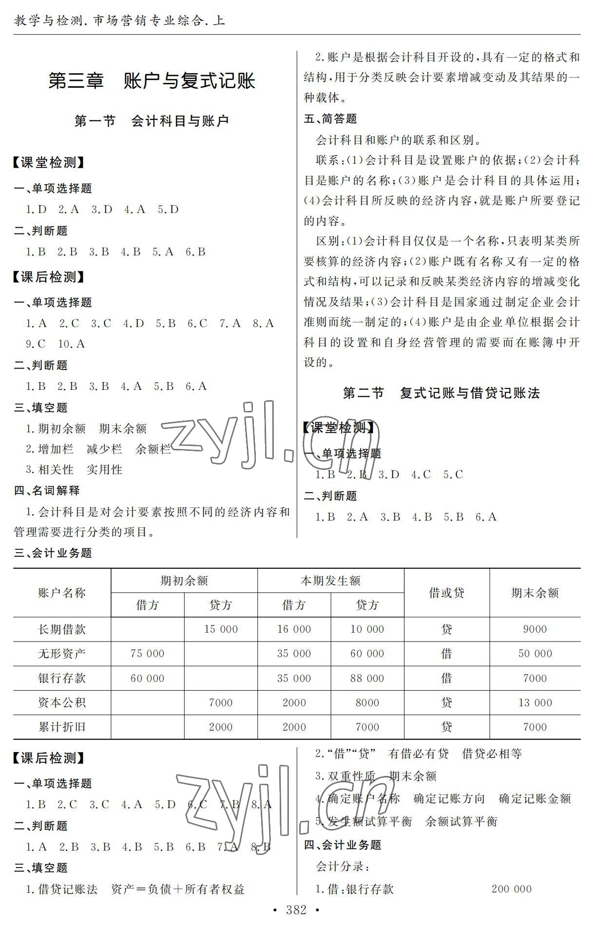 2022年教學與檢測市場營銷專業(yè)綜合上冊 參考答案第4頁