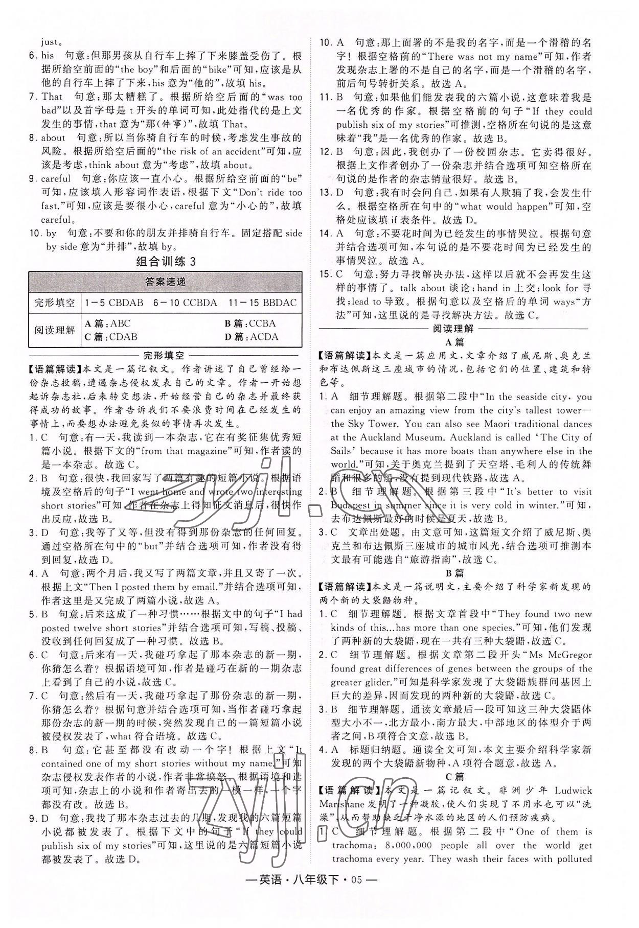 2022年學(xué)霸組合訓(xùn)練八年級(jí)英語下冊譯林版 第5頁