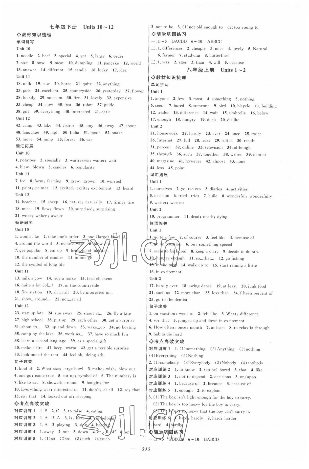 2022年全程導(dǎo)航初中總復(fù)習(xí)英語(yǔ)人教版 參考答案第4頁(yè)