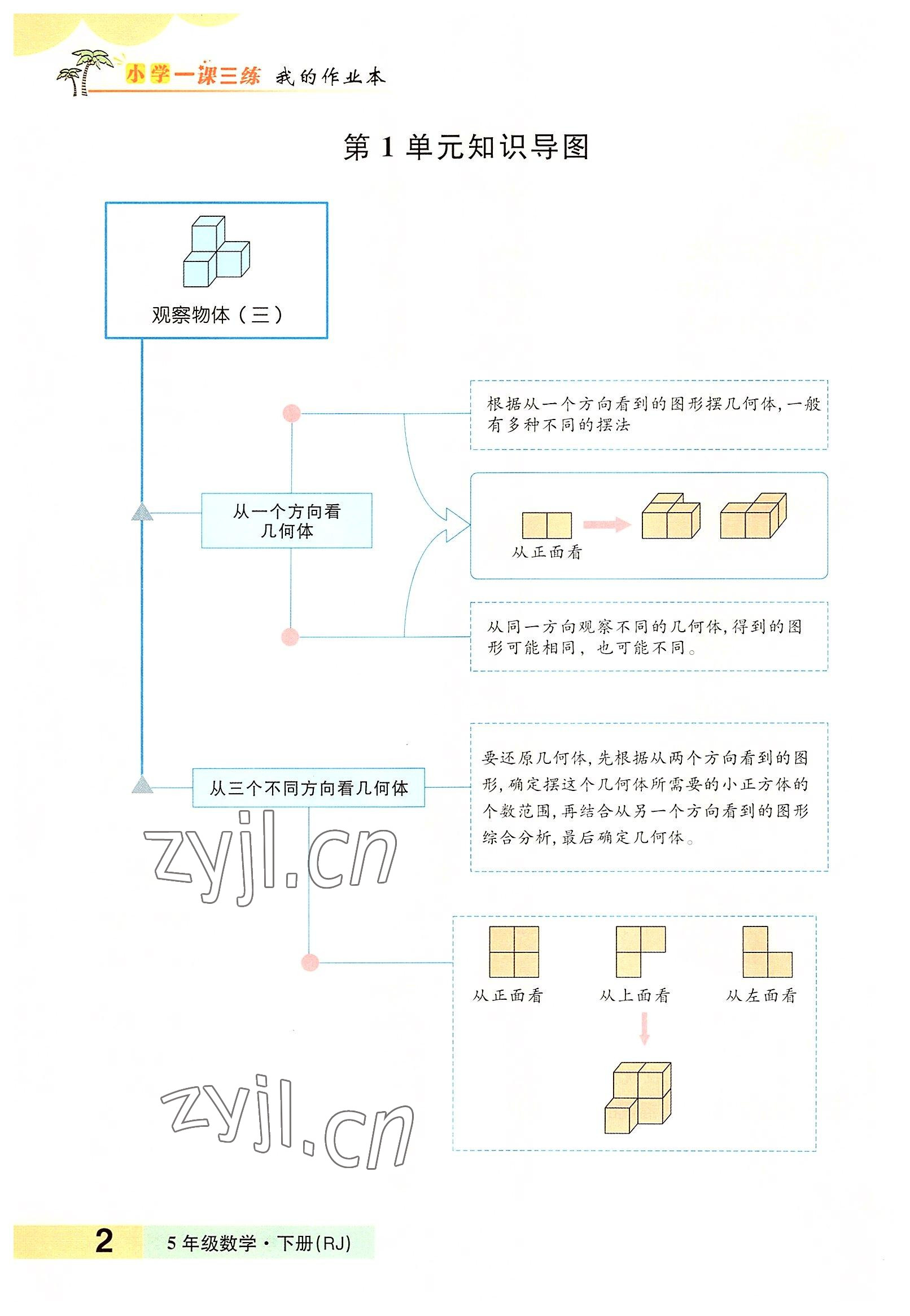 2022年小學(xué)一課三練我的作業(yè)本五年級(jí)數(shù)學(xué)下冊(cè)人教版 參考答案第3頁