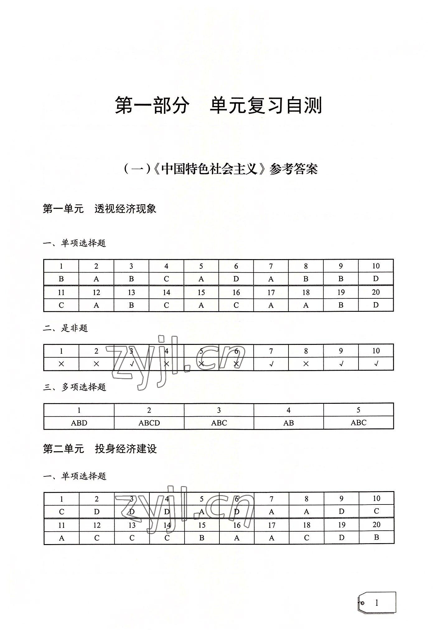 2022年福建省單元復習自測加課程模擬試卷航空工業出版社中職 參考答案第1頁