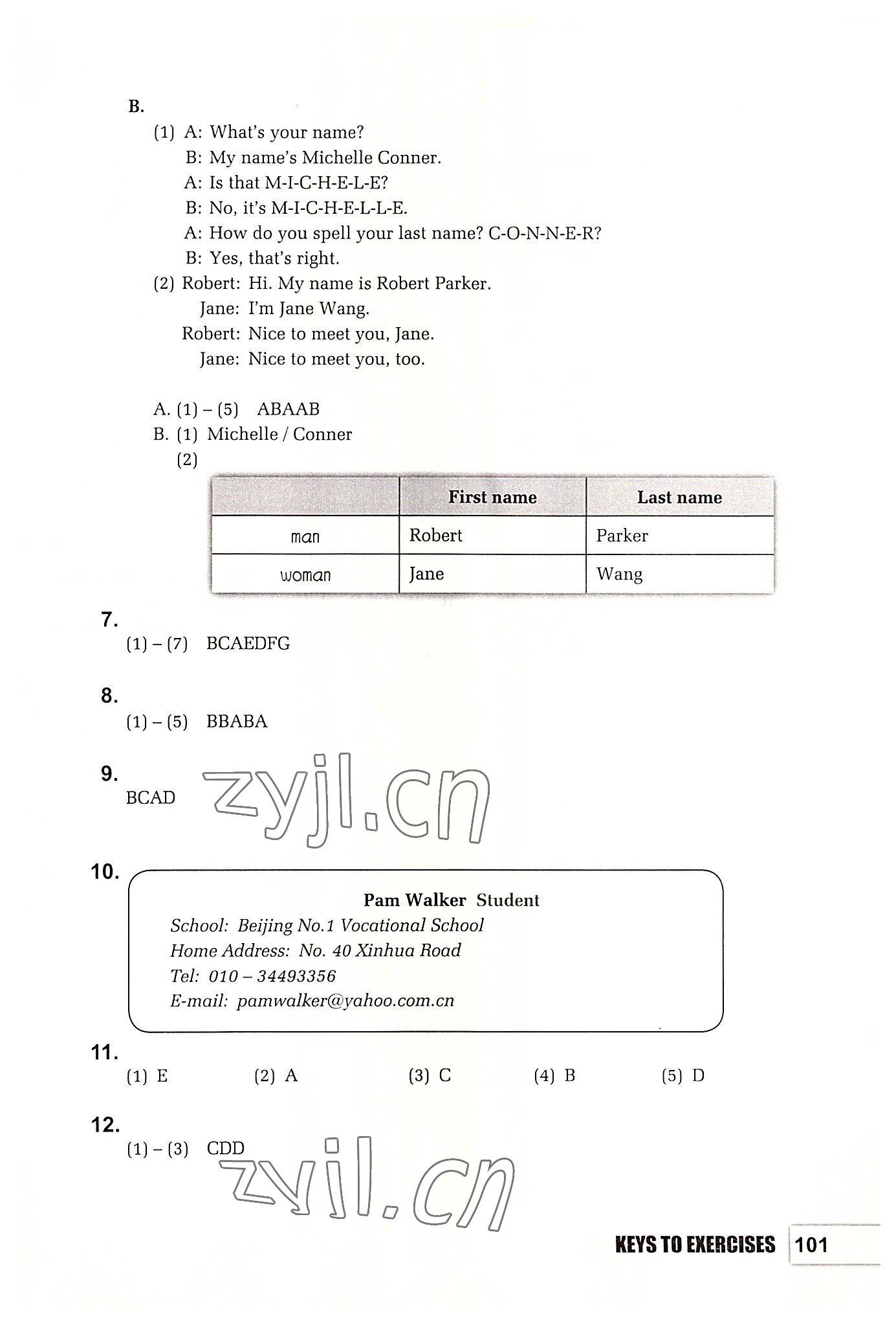 2022年基礎模塊練習冊高等教育出版社中職英語第2版高教版 參考答案第2頁