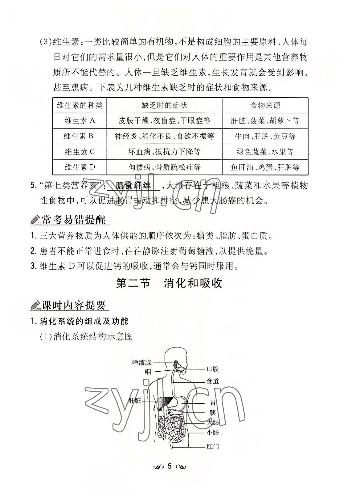 2022年初中同步學(xué)習(xí)導(dǎo)與練導(dǎo)學(xué)探究案七年級(jí)生物下冊(cè)人教版云南專(zhuān)版 參考答案第5頁(yè)