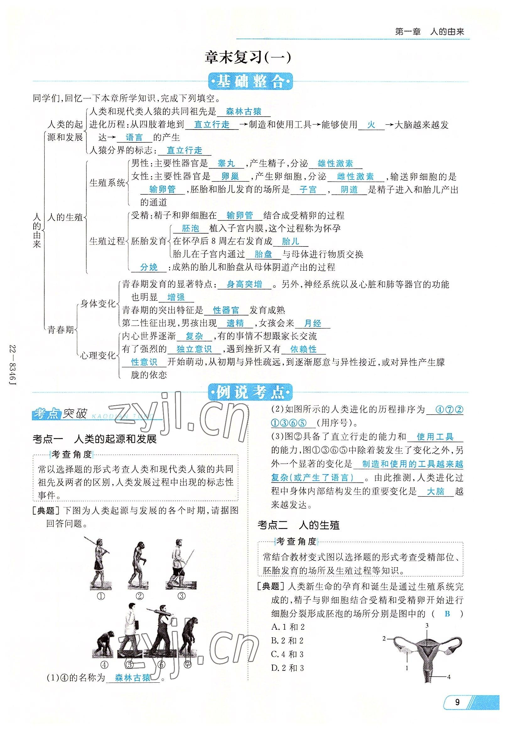 2022年初中同步學(xué)習(xí)導(dǎo)與練導(dǎo)學(xué)探究案七年級生物下冊人教版云南專版 參考答案第9頁