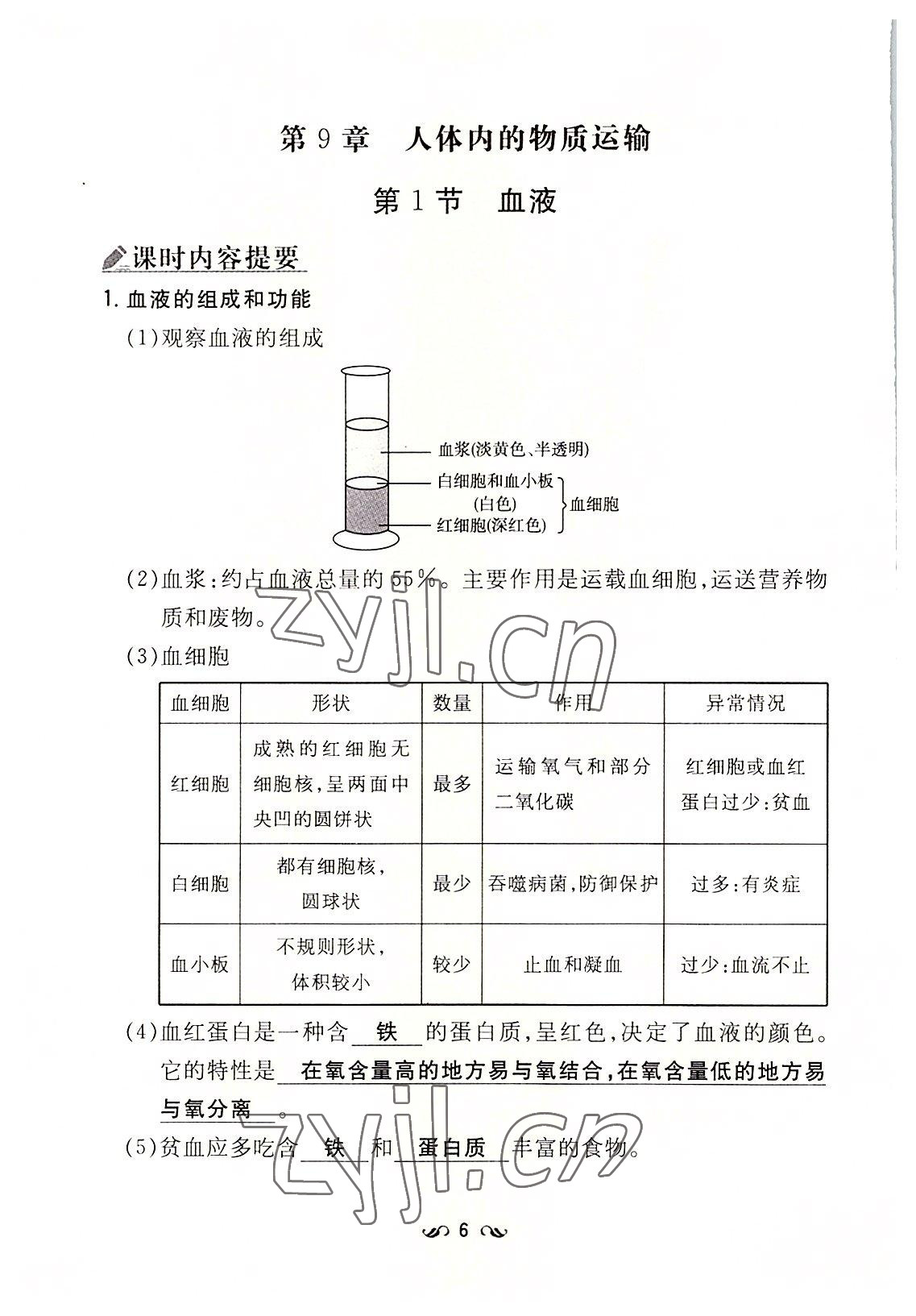 2022年初中同步学习导与练导学探究案七年级生物下册北师大版云南专版 参考答案第6页