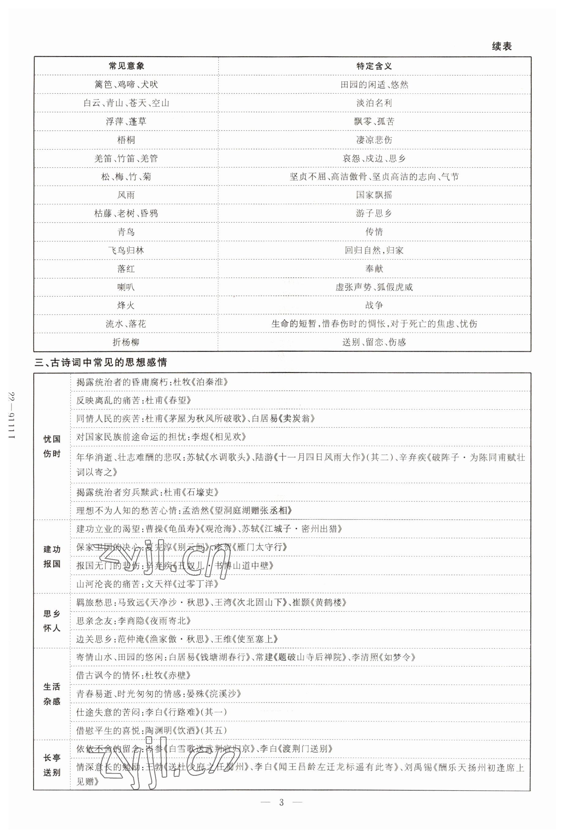 2022年云南省初中學(xué)業(yè)水平考試導(dǎo)與練語文昆明專版 參考答案第3頁