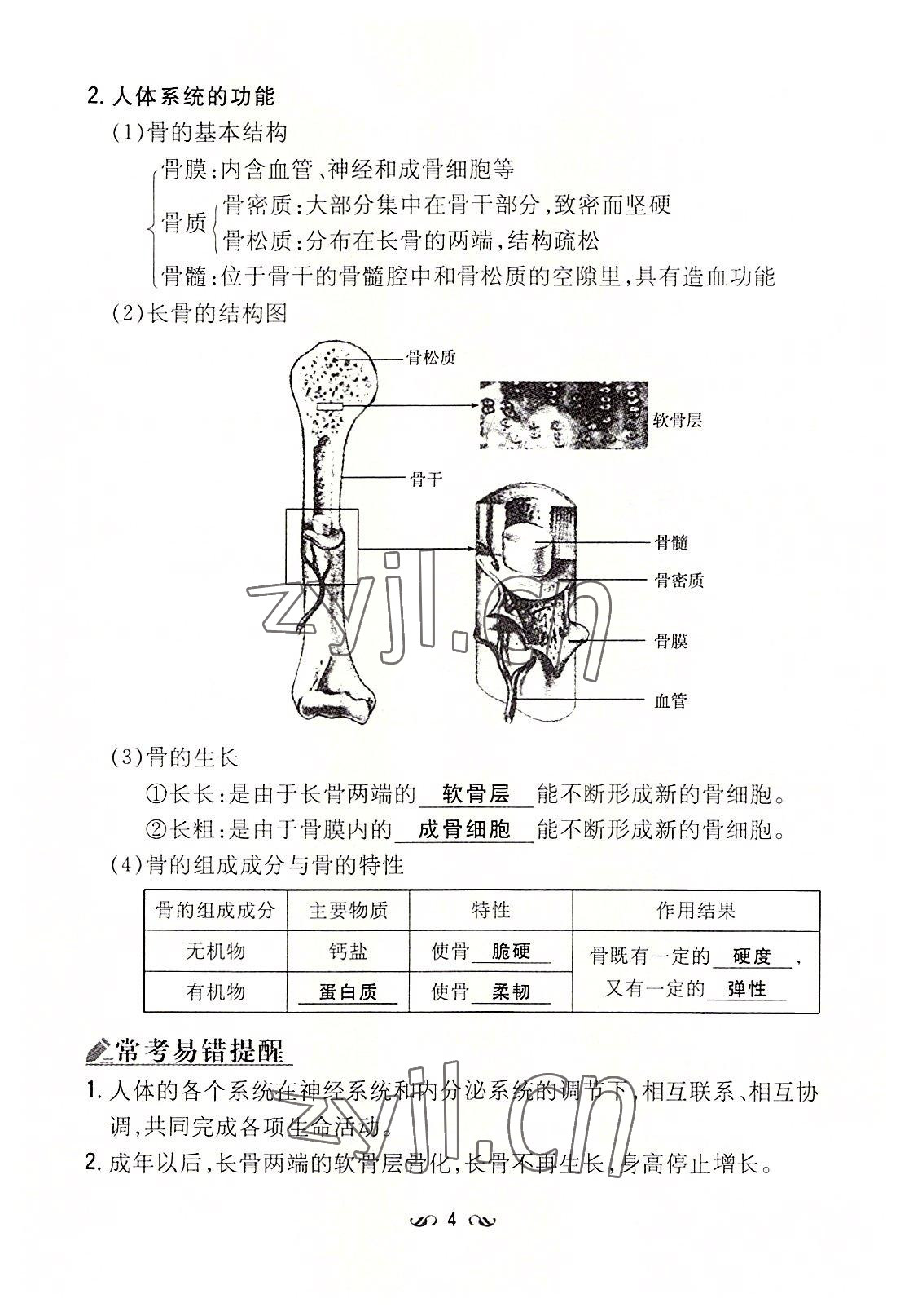 2022年初中同步学习导与练导学探究案七年级生物下册苏教版 参考答案第4页