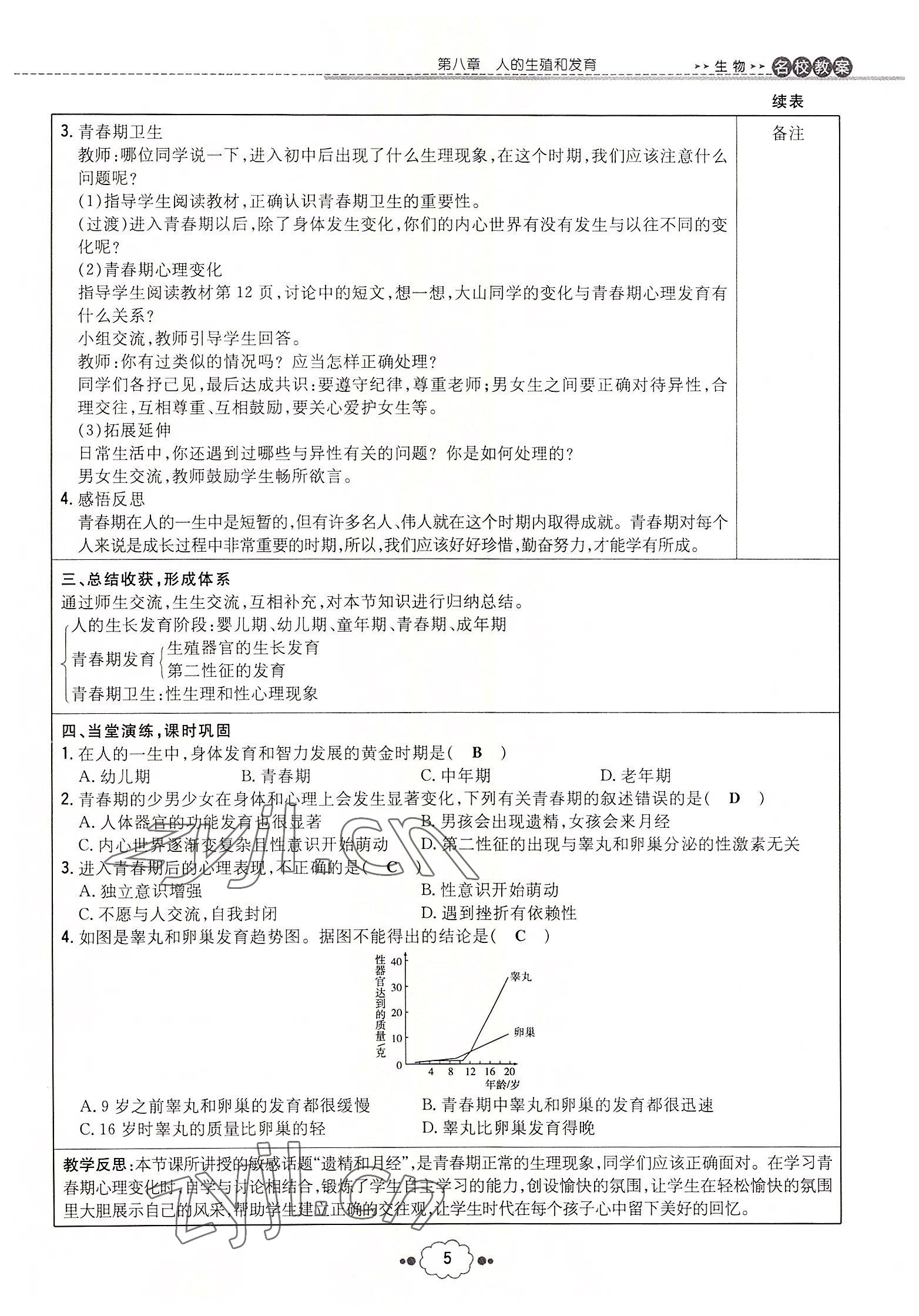 2022年初中同步学习导与练导学探究案七年级生物下册苏教版 参考答案第5页