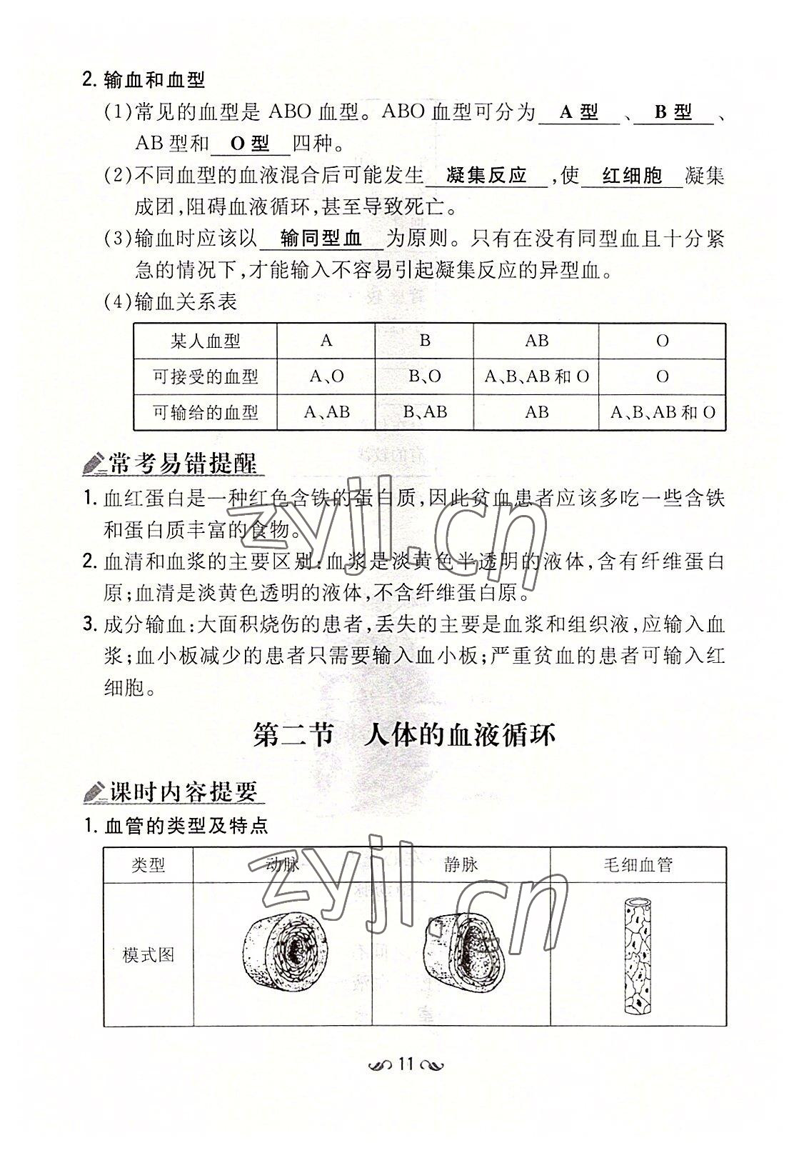 2022年初中同步学习导与练导学探究案七年级生物下册苏教版 参考答案第11页