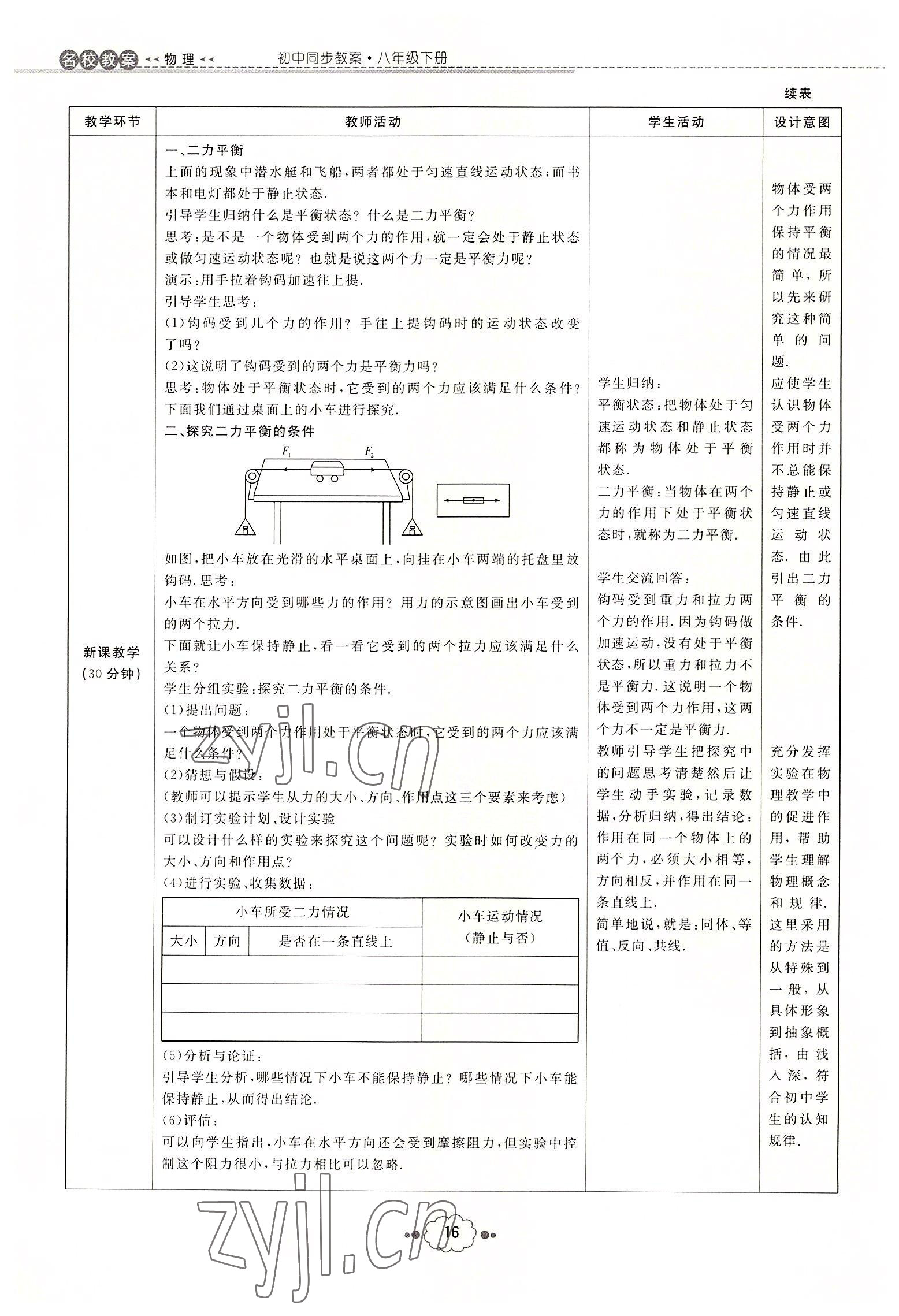 2022年初中同步学习导与练导学探究案八年级物理下册人教版云南专版 参考答案第16页