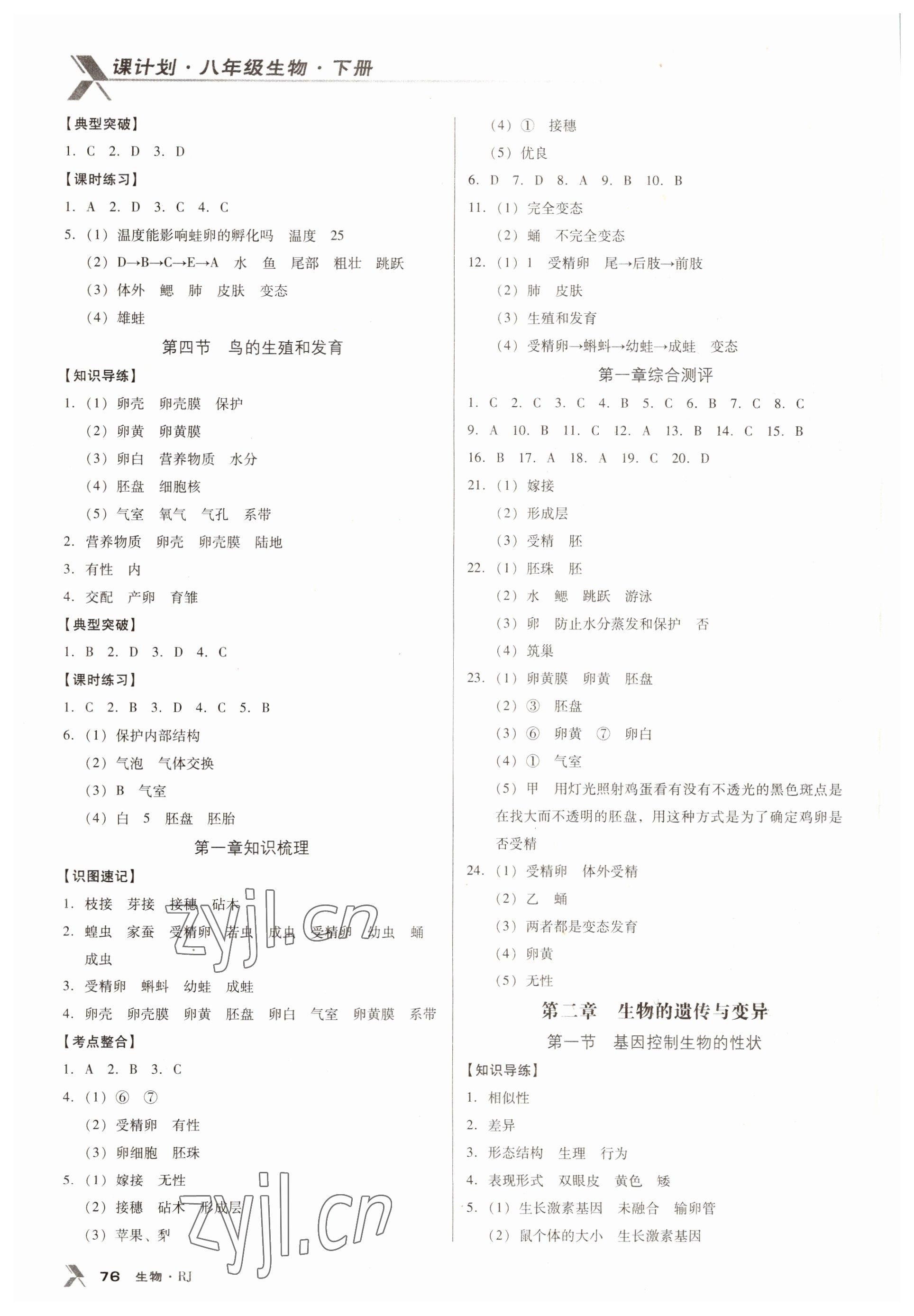 2022年全優(yōu)點(diǎn)練課計(jì)劃八年級生物下冊人教版 第2頁