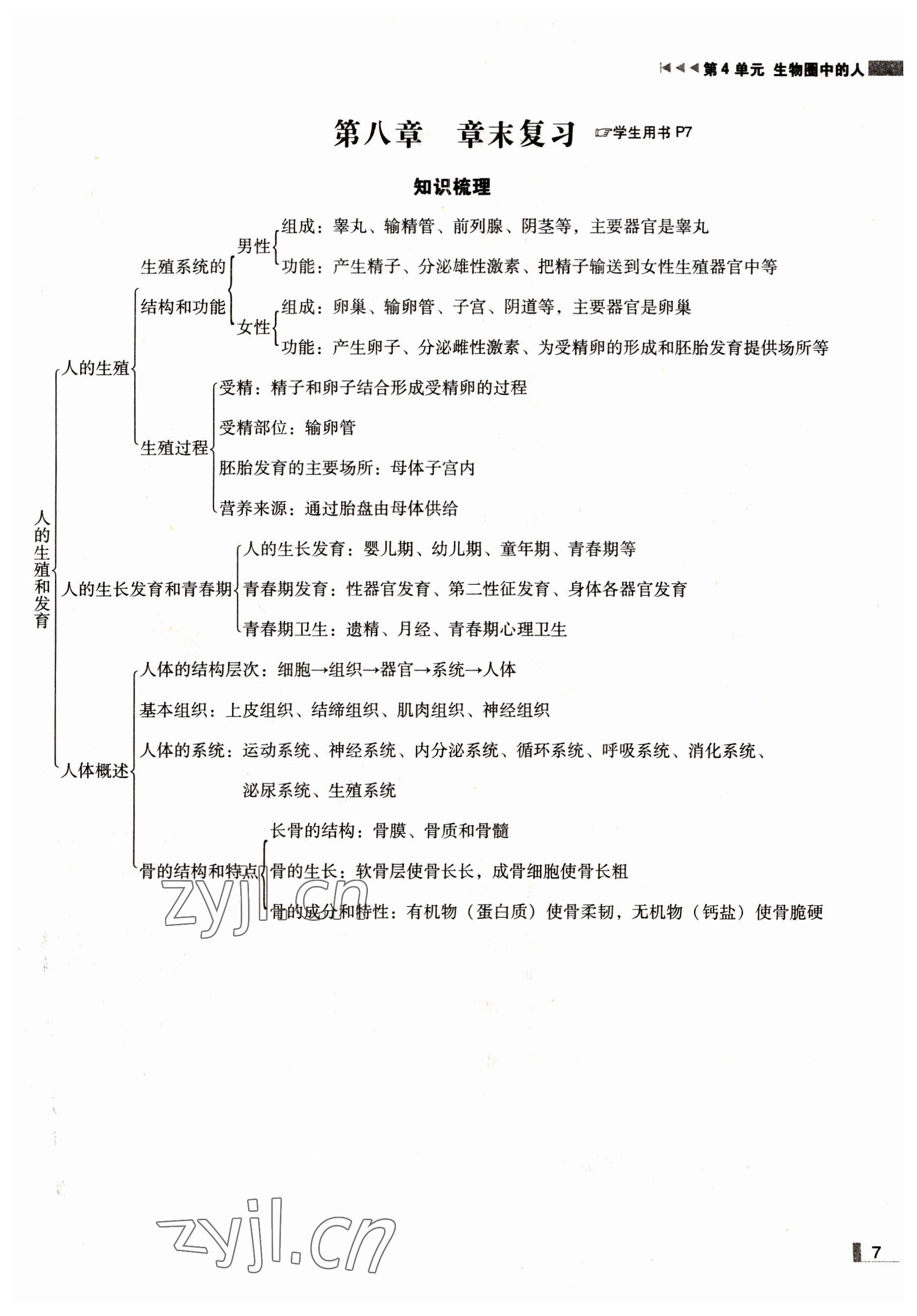 2022年辽宁作业分层培优学案七年级生物下册苏教版 参考答案第7页