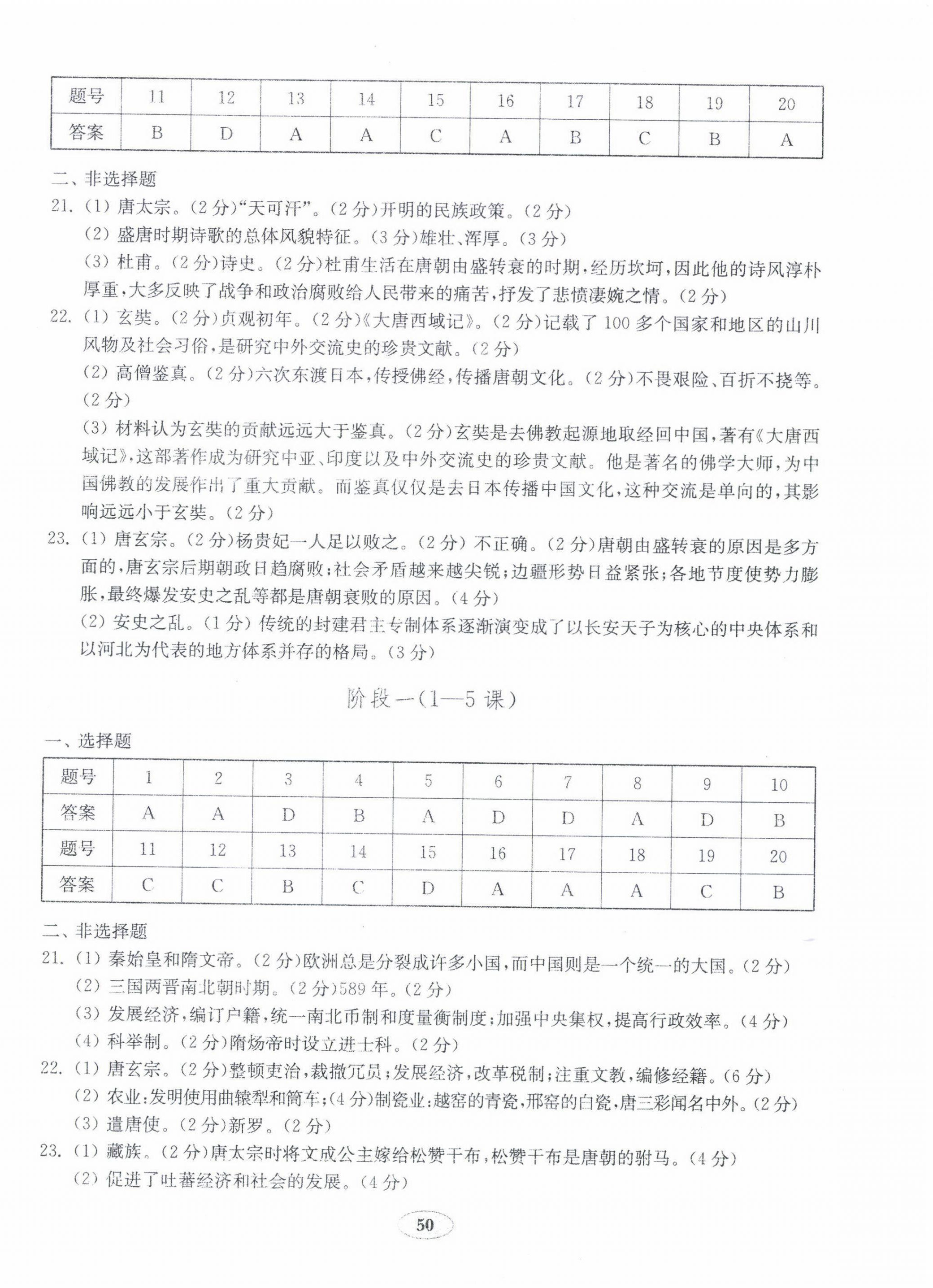 2022年初中歷史單元質量達標七年級下冊人教版 第2頁