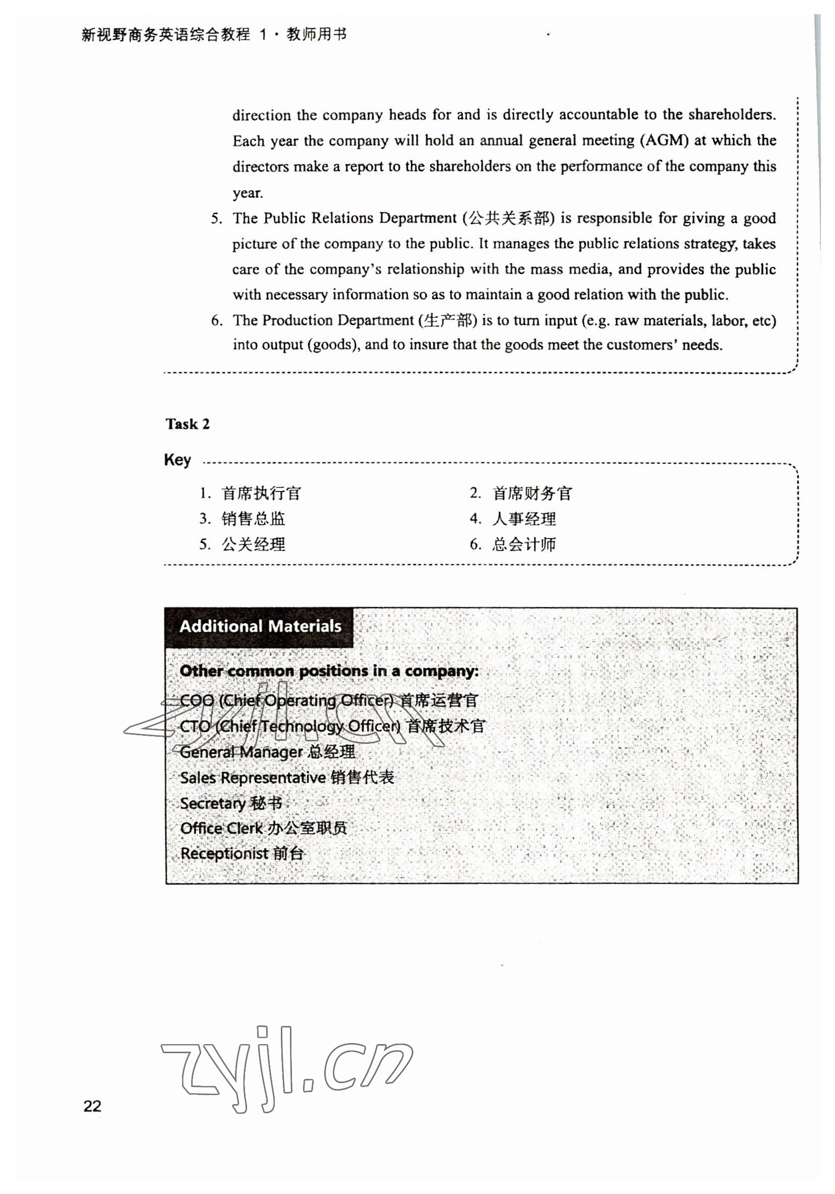 2022年新视野英语教程1&nbsp;参考答案第22页